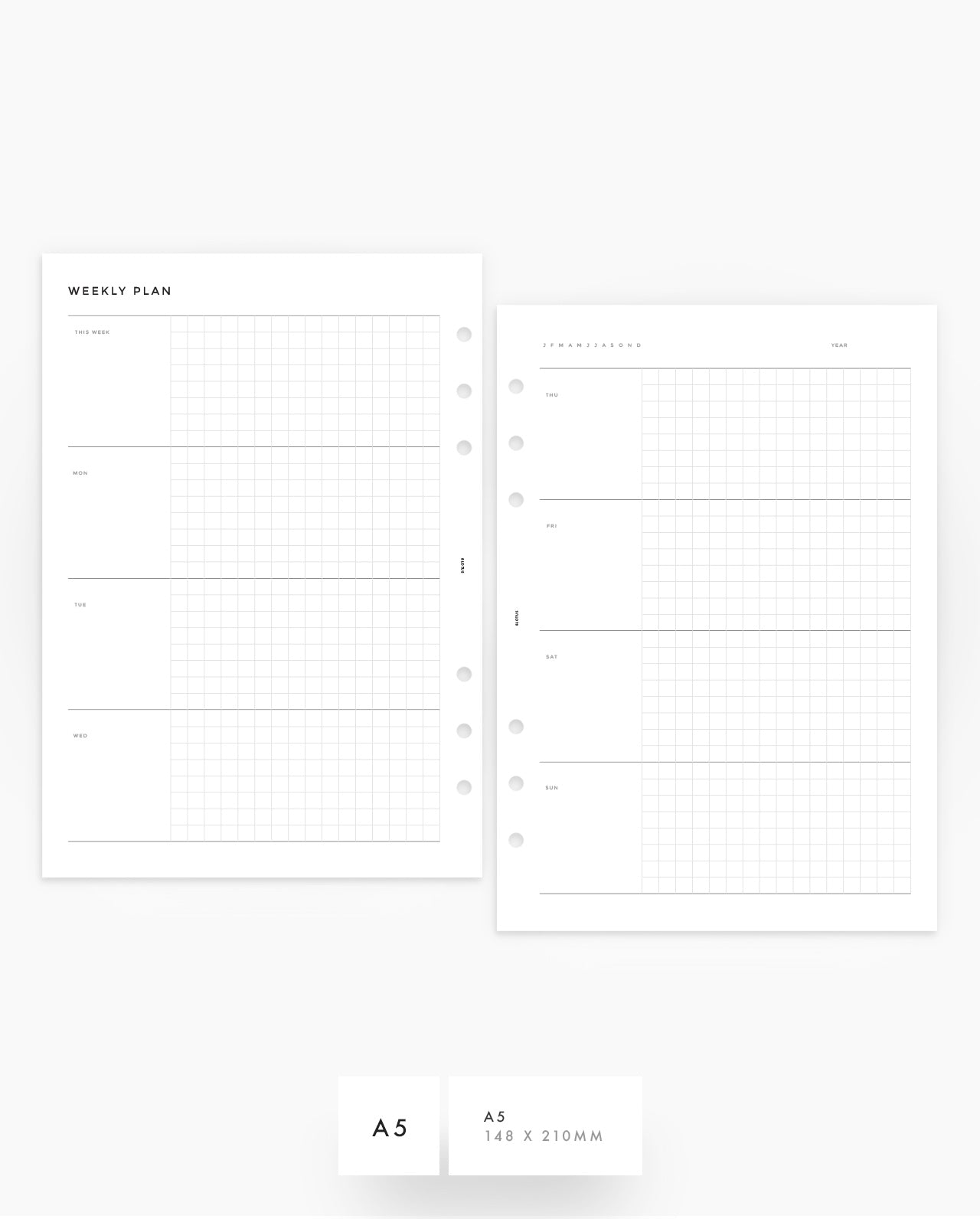 MN137 - Weekly Horizontal Planner - GRID - PDF