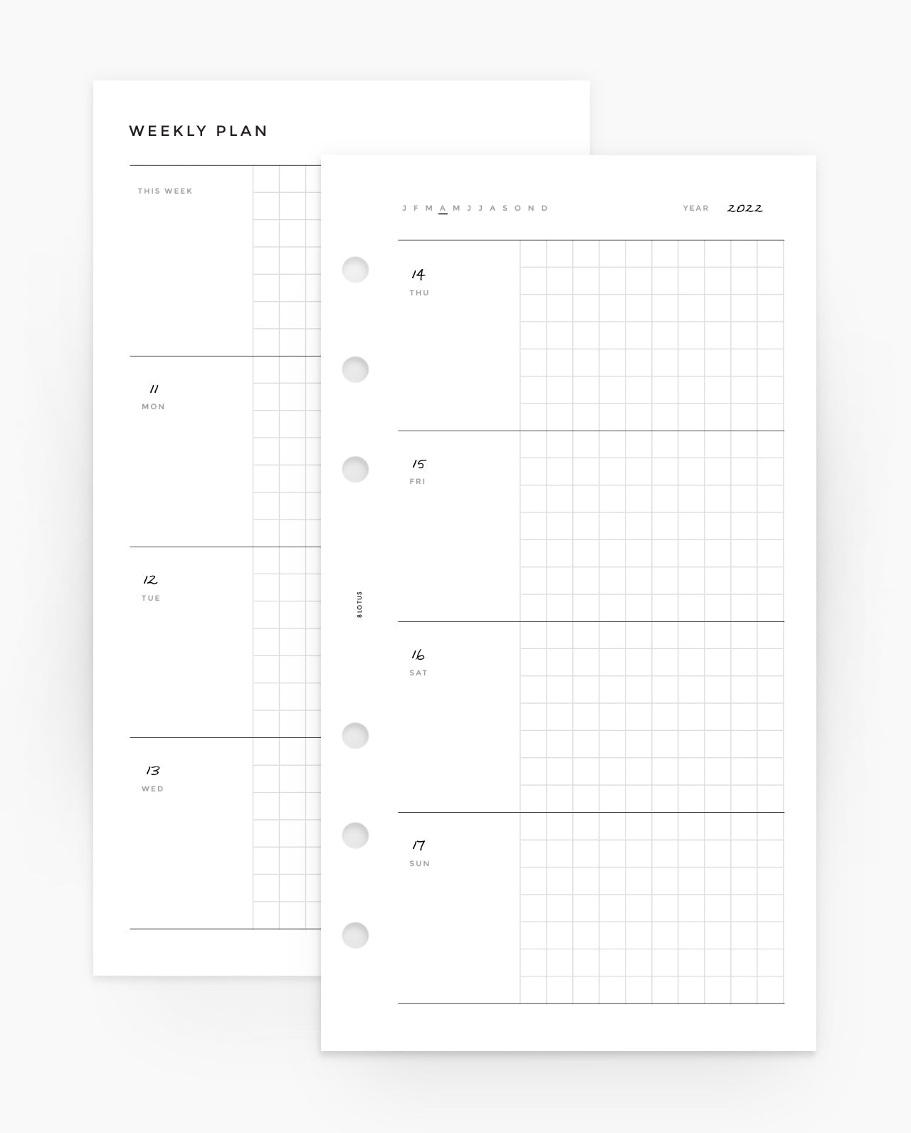 MN137 - Weekly Horizontal Planner - GRID - PDF