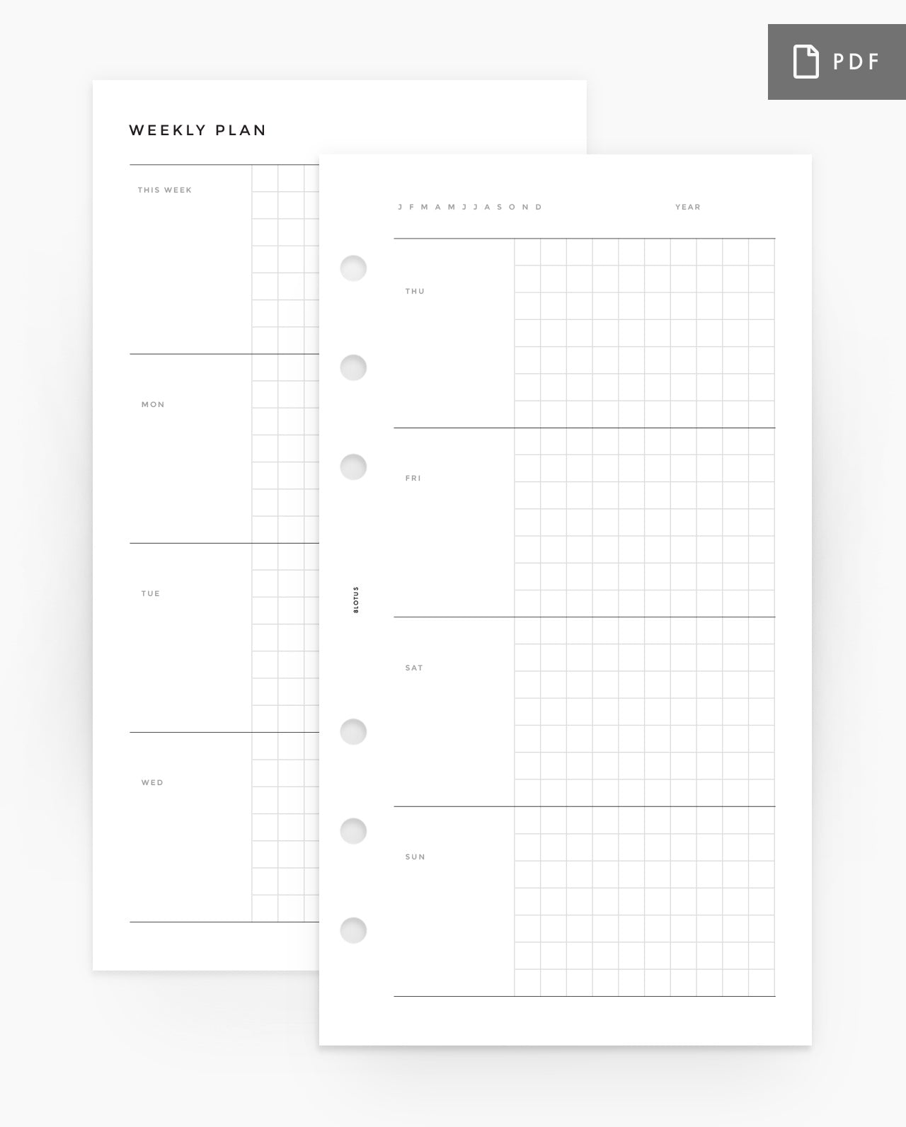 MN137 - Weekly Horizontal Planner - GRID - PDF