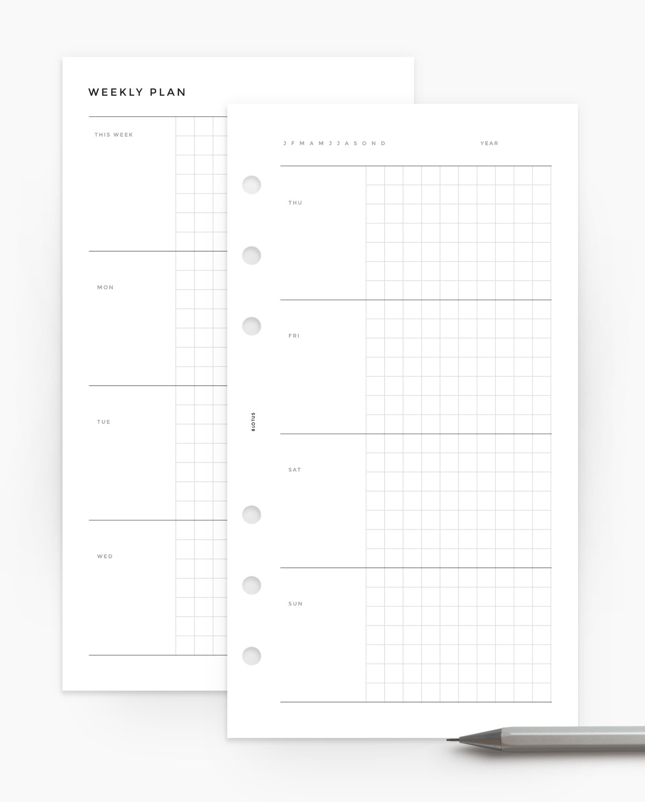 MN137 - WEEKLY HORIZONTAL PLANNER - GRID (Special Order)