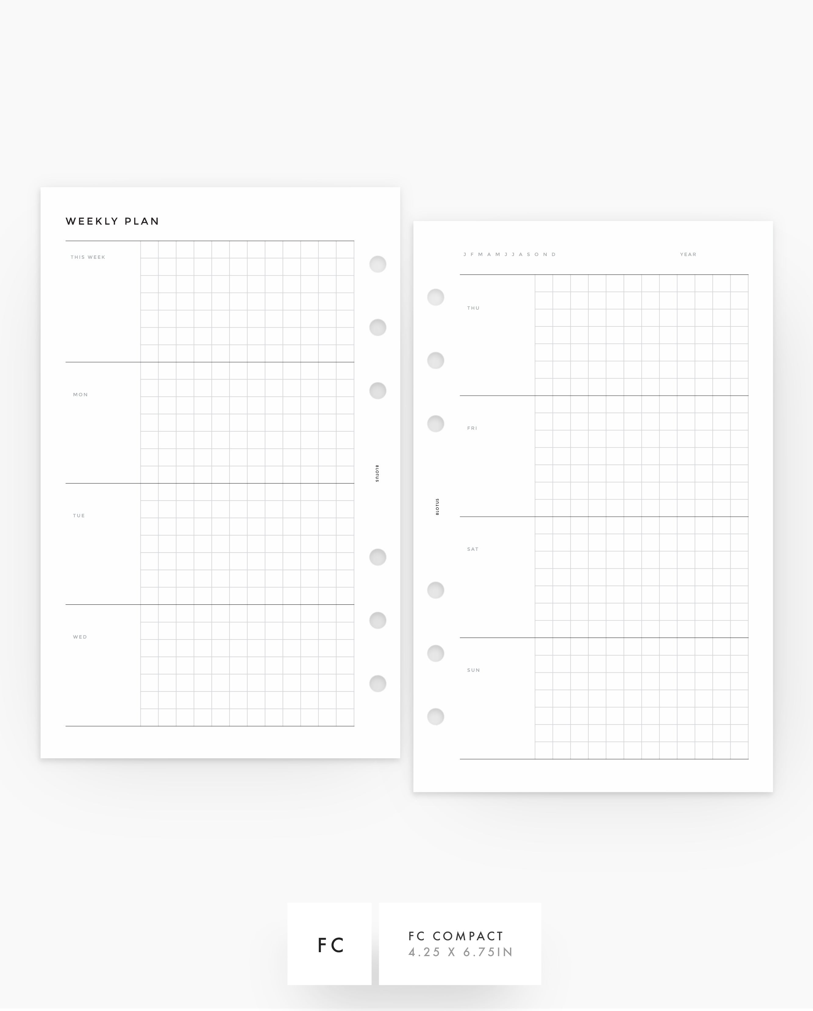 MN137 - Weekly Horizontal Planner - GRID - PDF