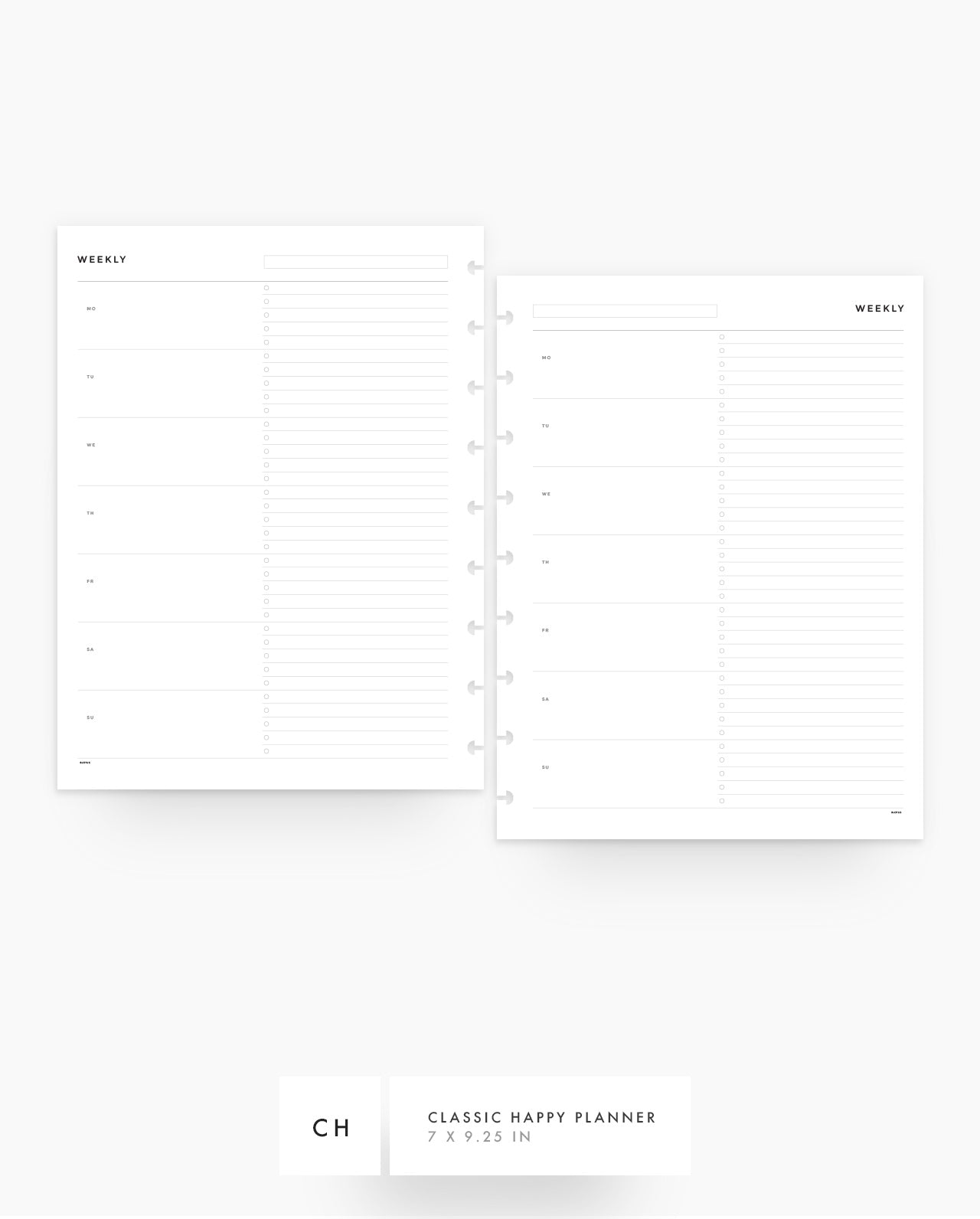 MN132 - Weekly Overview Horizontal - Checklist - PDF