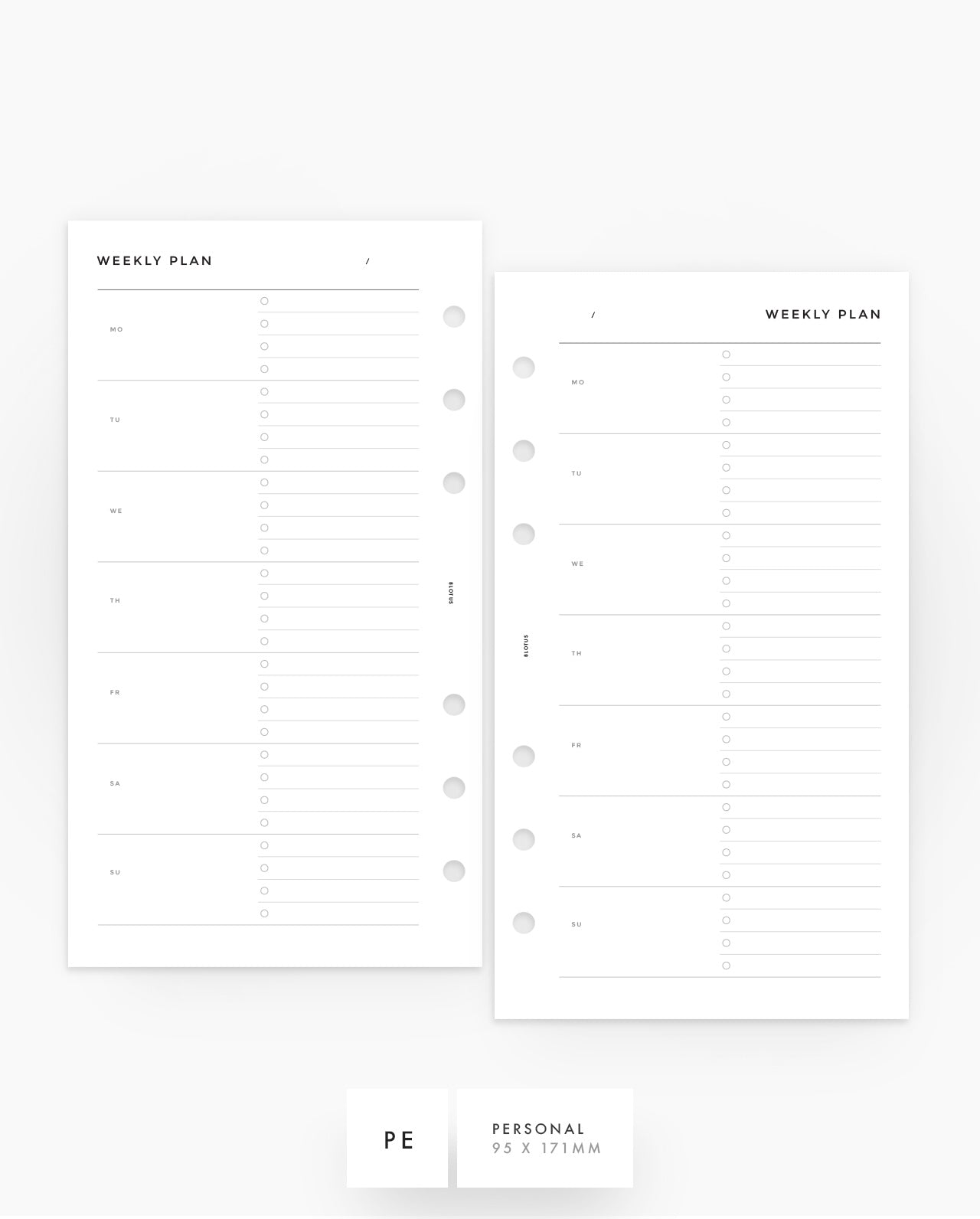 MN132 - WEEKLY OVERVIEW HORIZONTAL - CHECKLIST Planner Inserts (Special Order)