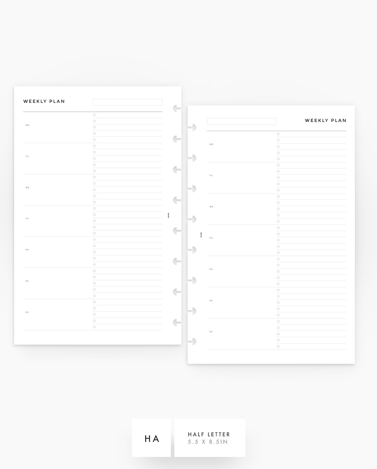 MN132 - Weekly Overview Horizontal - Checklist - PDF