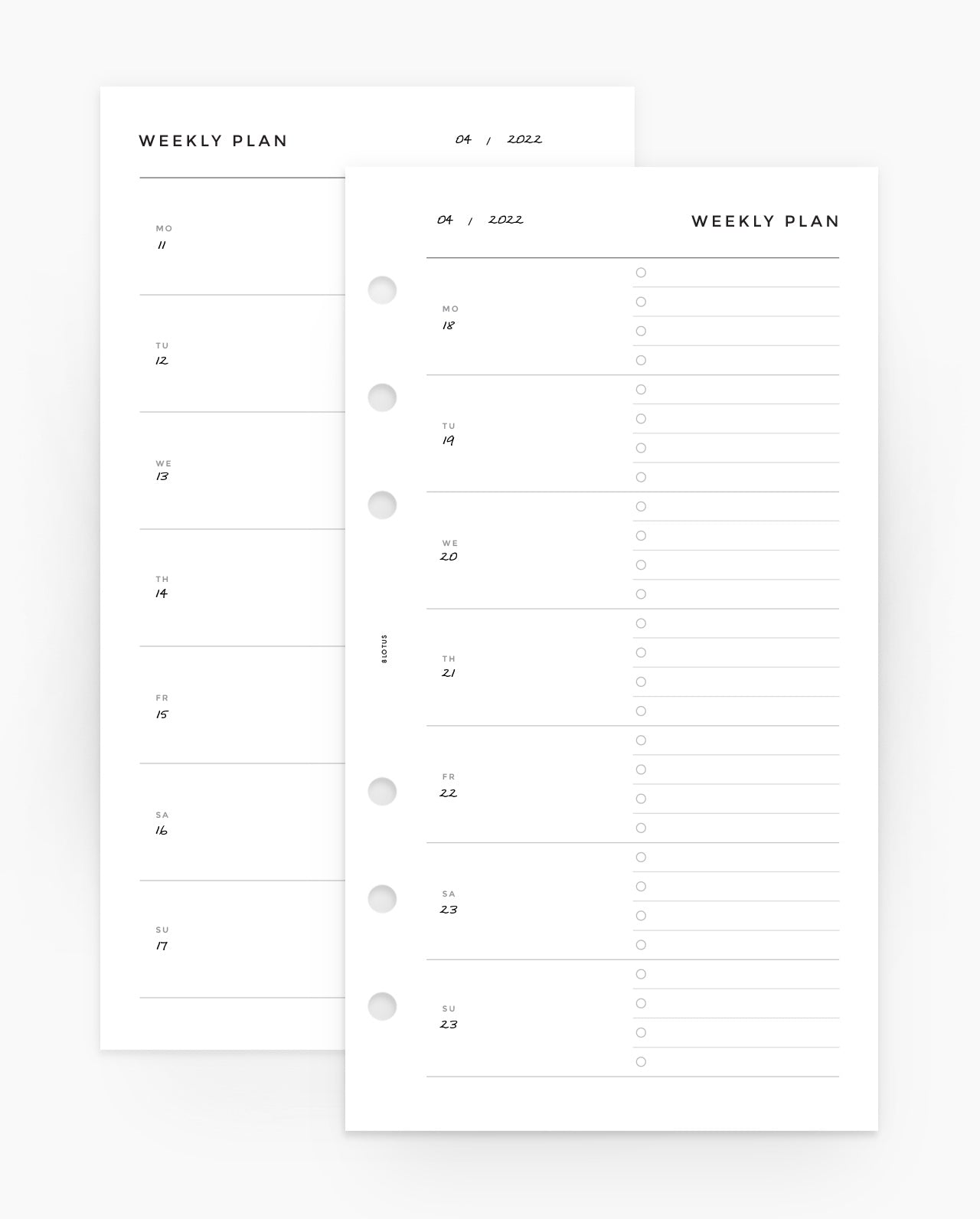 MN132 - Weekly Overview Horizontal - Checklist - PDF