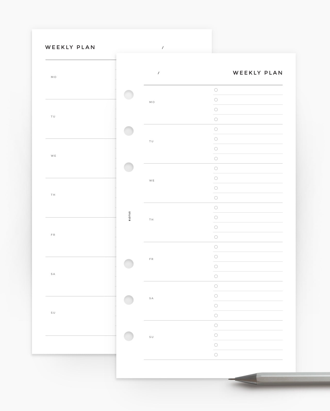MN132 - WEEKLY OVERVIEW HORIZONTAL - CHECKLIST Planner Inserts (Special Order)