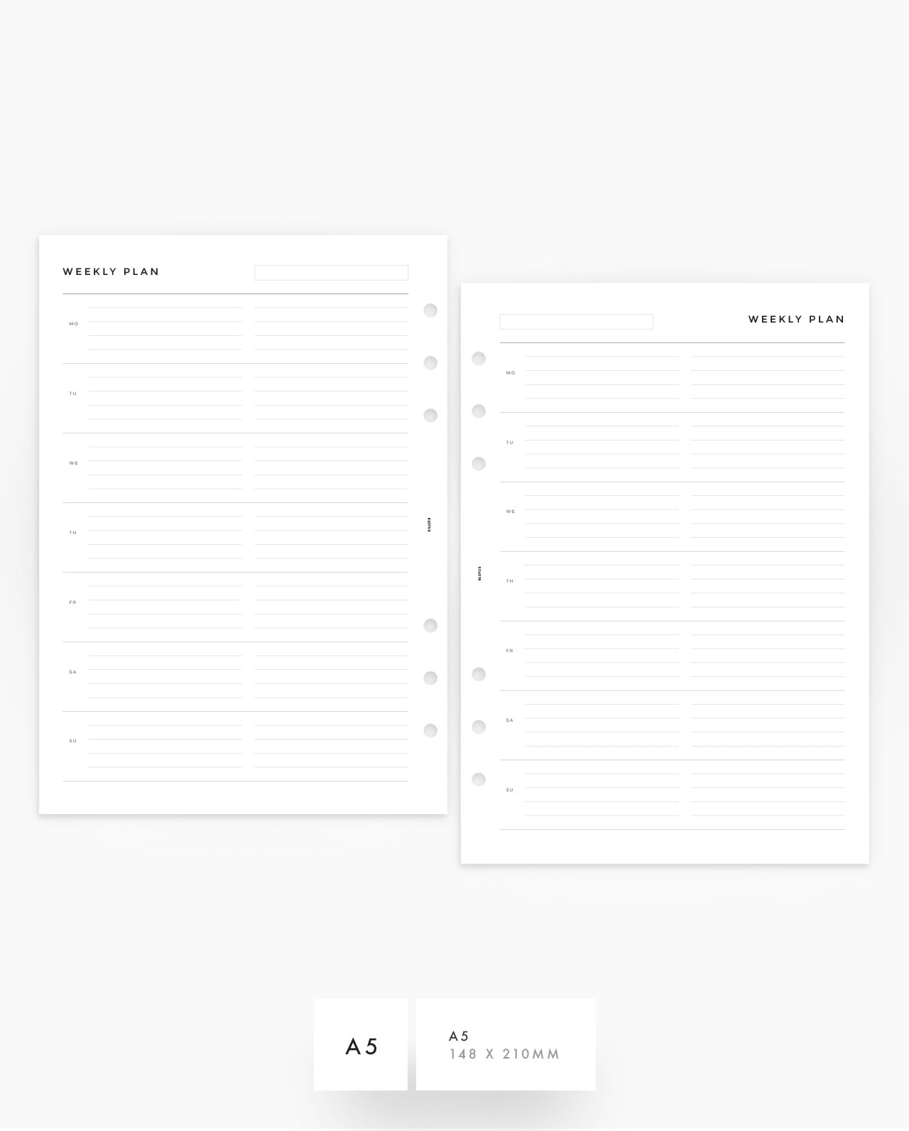 MN136 - WEEKLY OVERVIEW HORIZONTAL - LINED (Special Order)