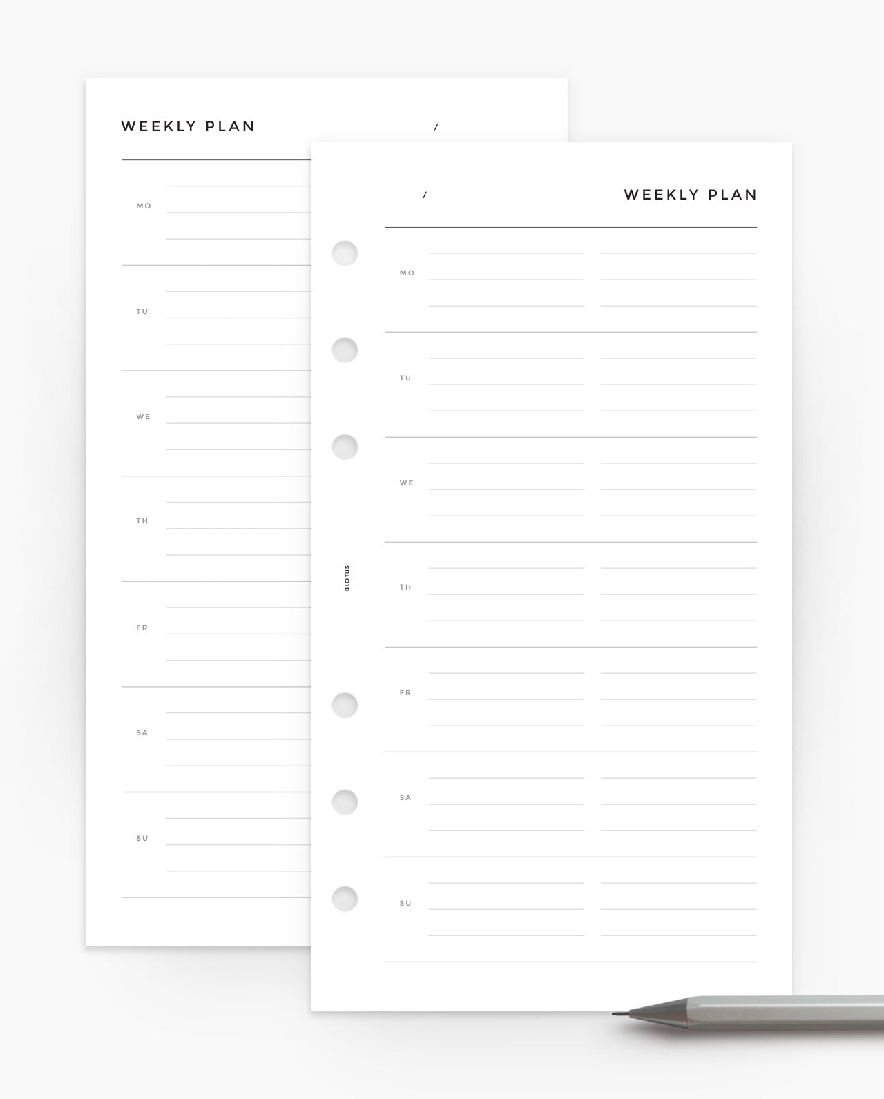 MN136 - WEEKLY OVERVIEW HORIZONTAL - LINED (Special Order)