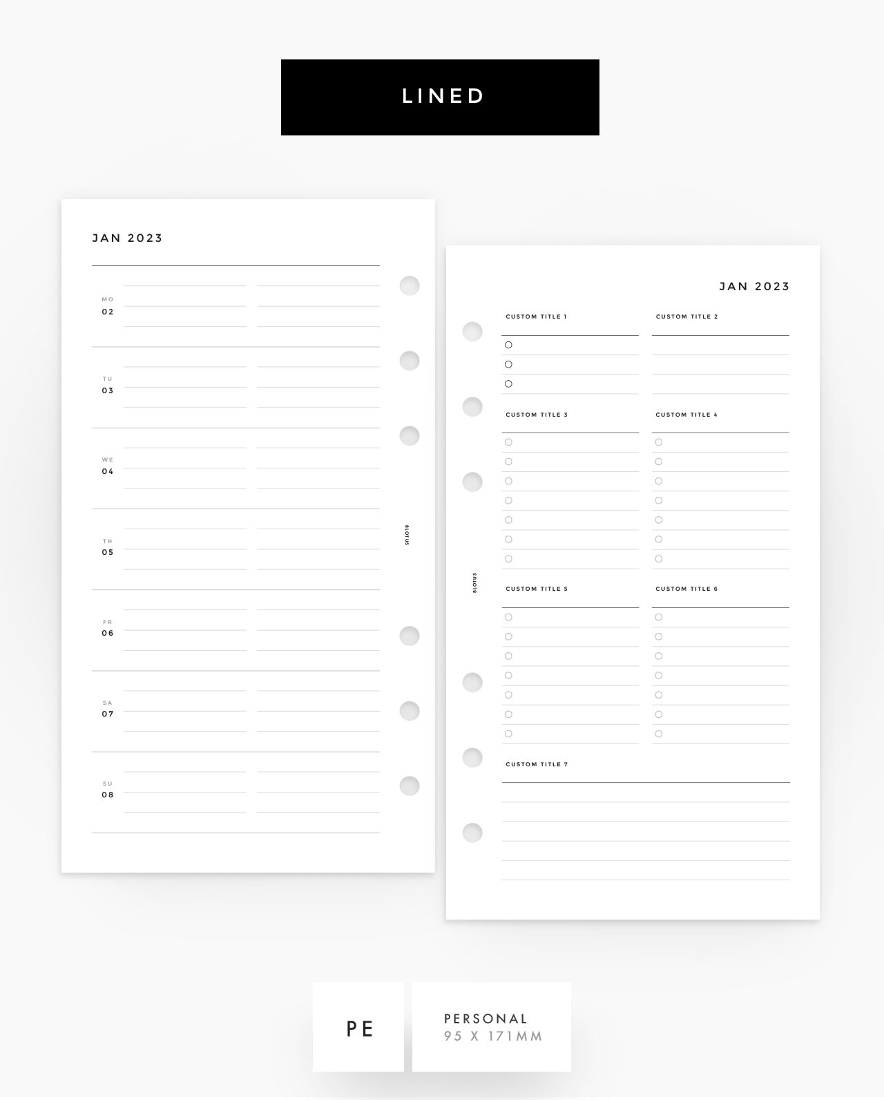 Weekly Horizontal Custom Lists - Special Order