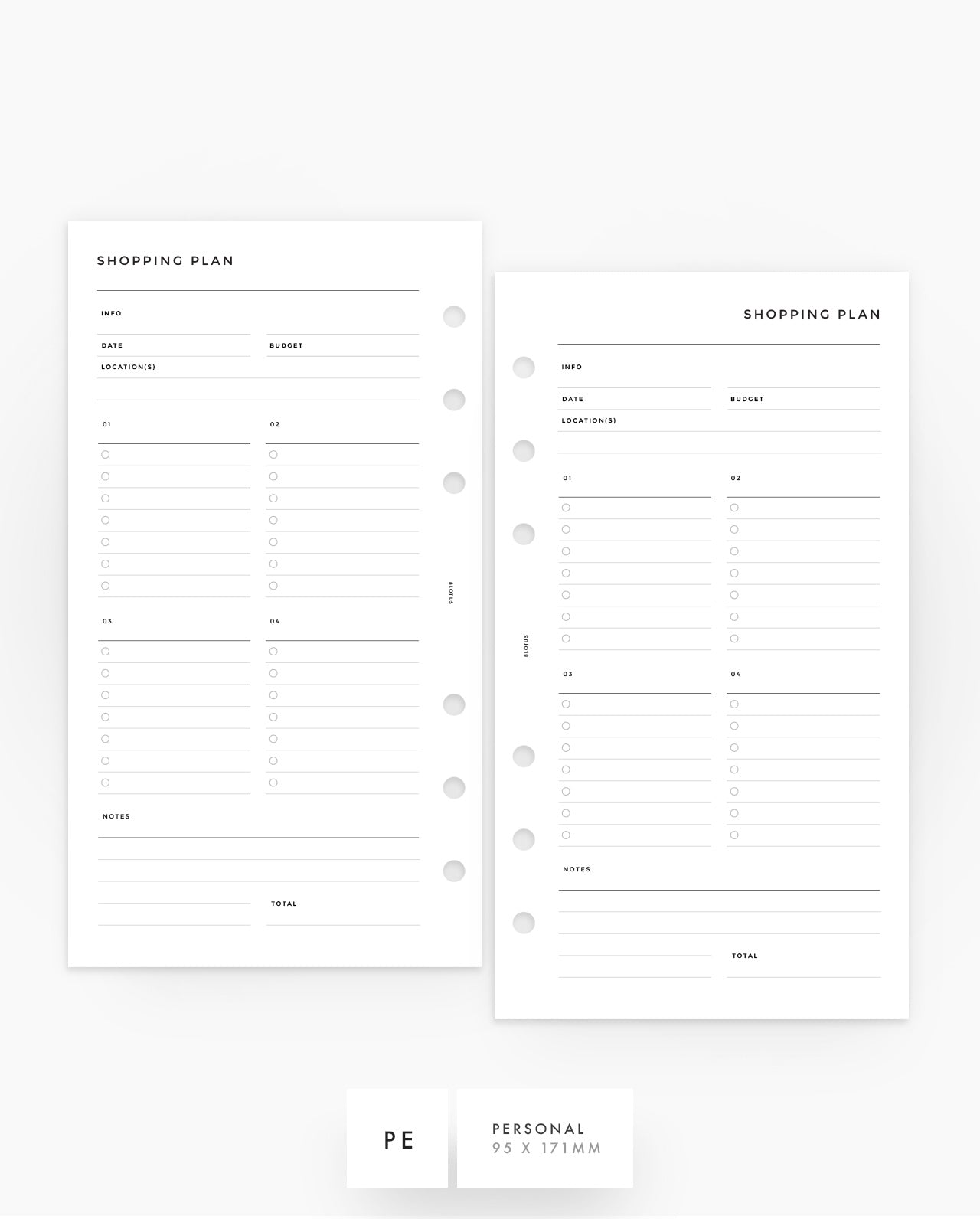 MN029A - Shopping Planner - 4 Columns - PDF