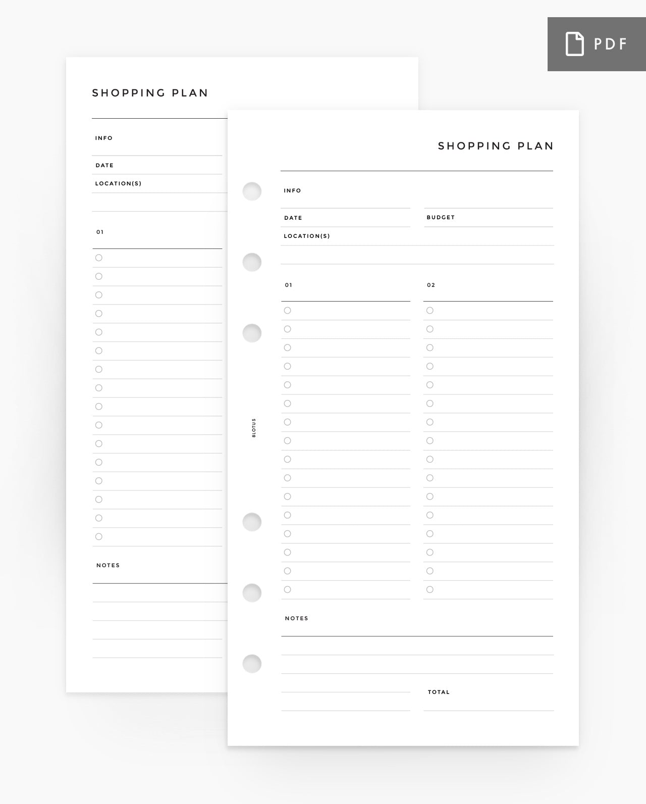 MN133 - Shopping Planner - 2 Columns - PDF