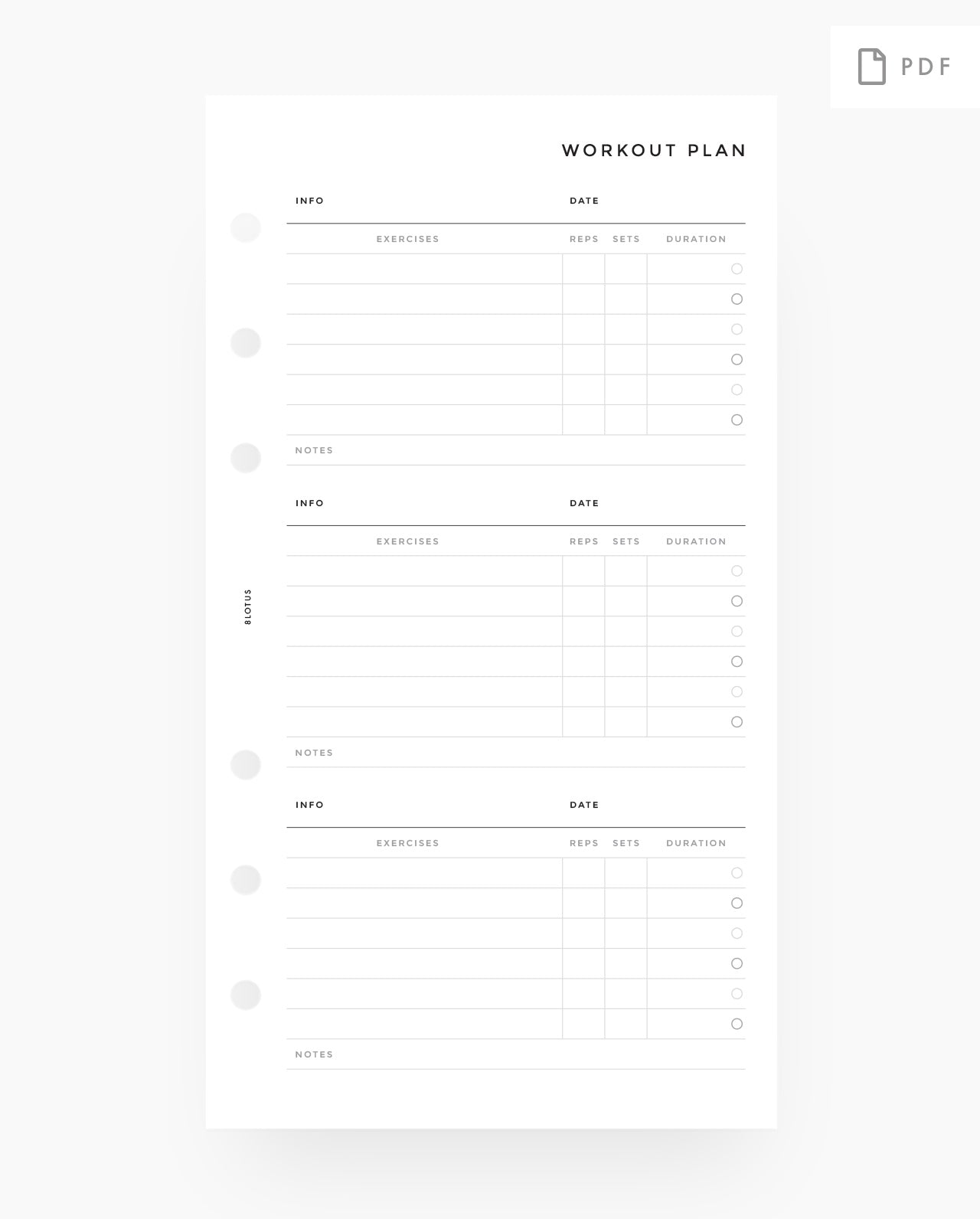 MN031 - Workout Planner - PRINTABLE Inserts