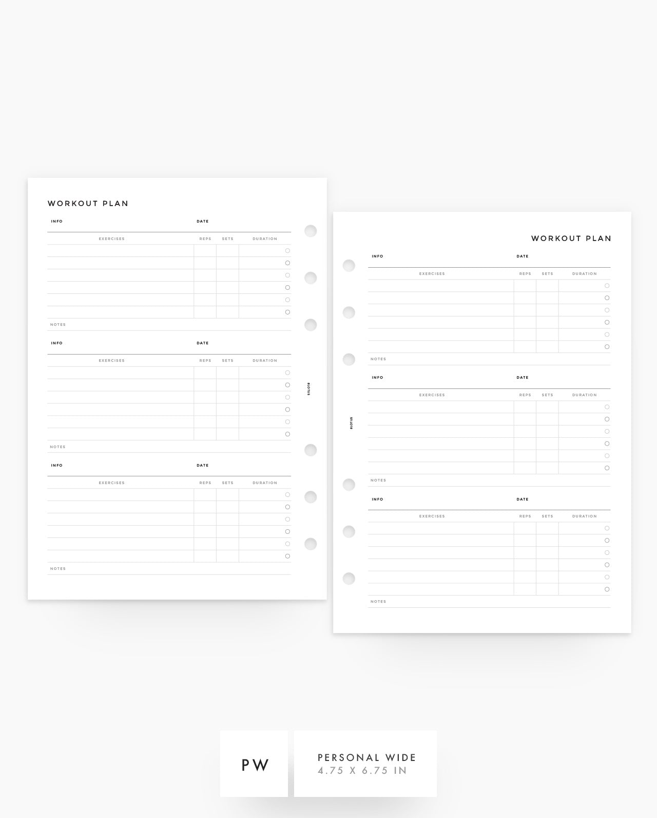 MN031 - Workout Planner - PRINTABLE Inserts