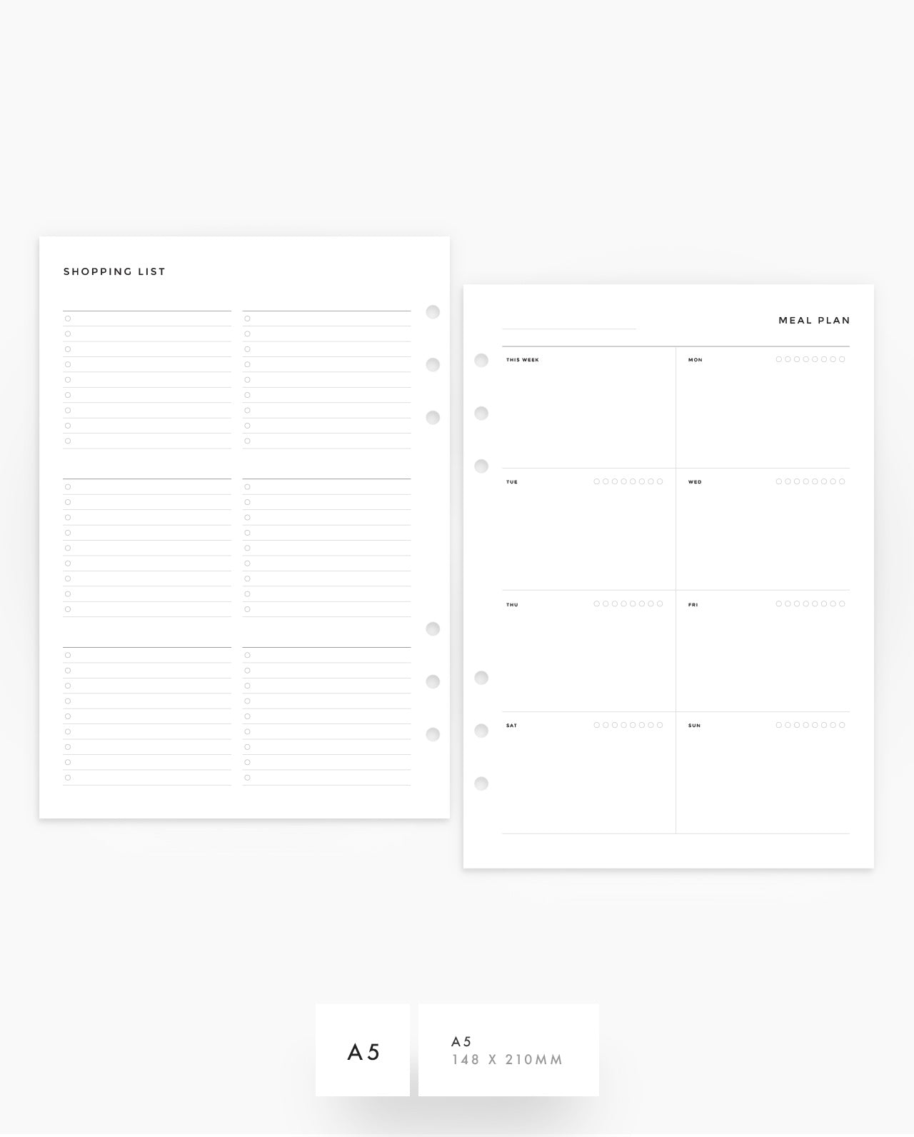 MN037 - Weekly Meal Planner - Shopping List  - PDF