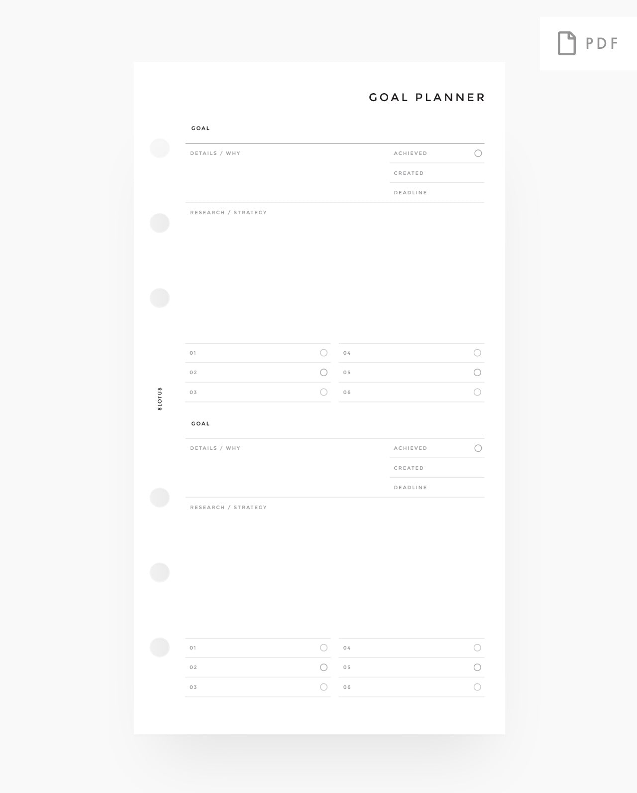 MN039 - Goals Planner Inserts - Printable PDF