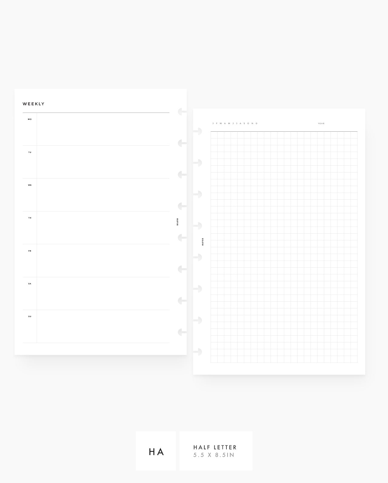 MN041 - Weekly Horizontal & Grid Planner Inserts
