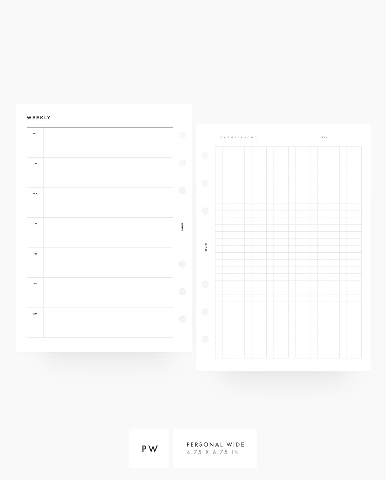 MN041 - Weekly Horizontal & Grid Planner Inserts