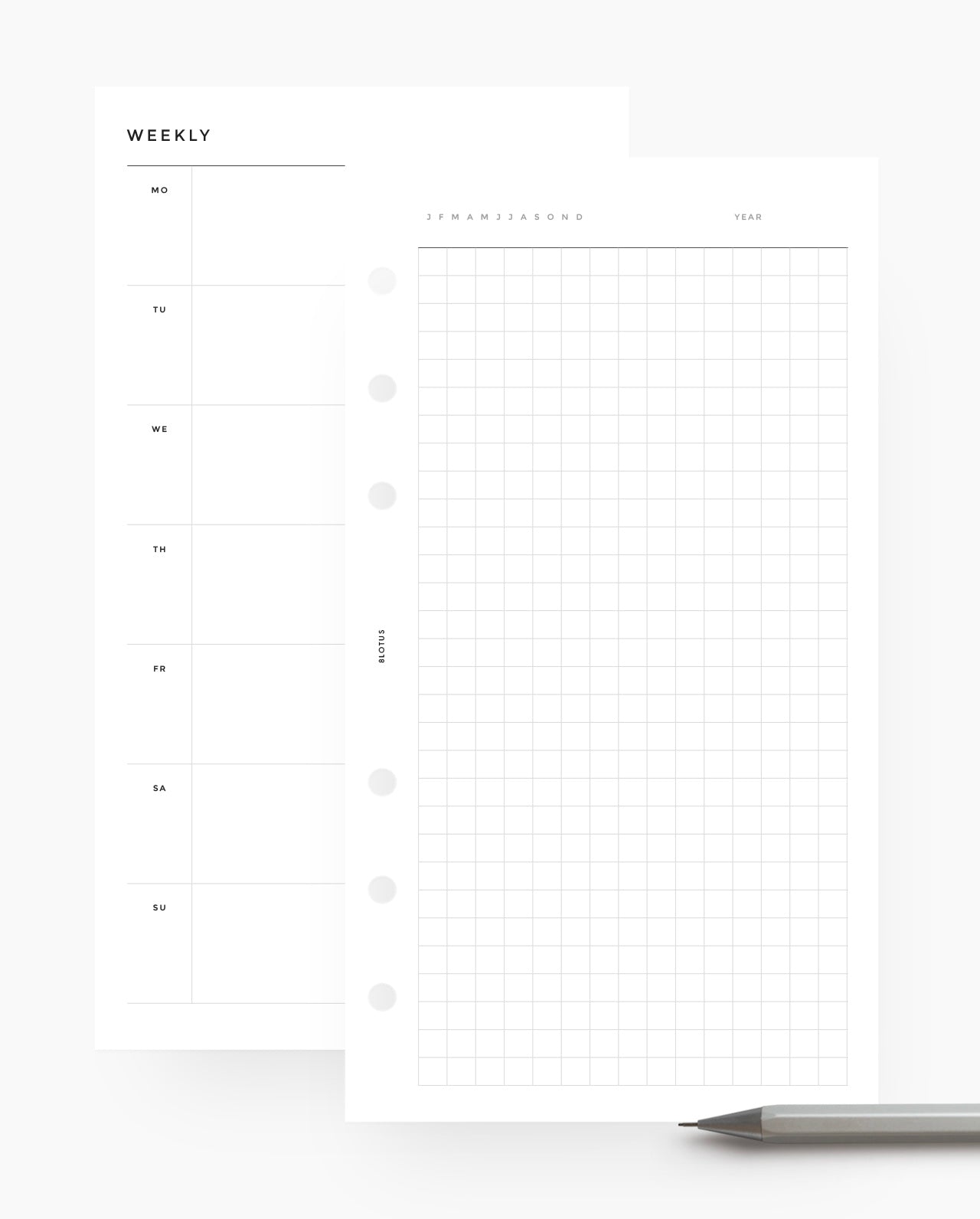 MN041 - Weekly Horizontal & Grid Planner Inserts