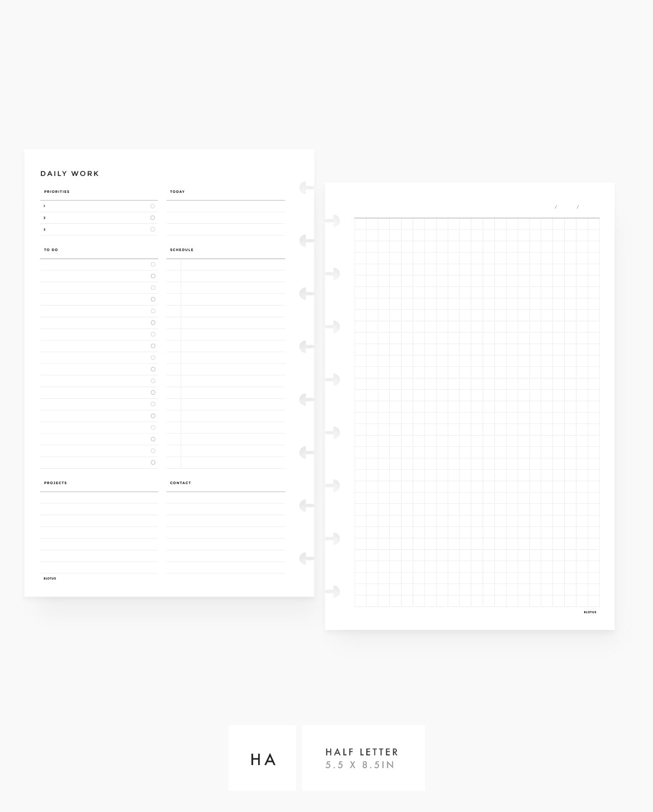 MN043 - Daily Work Planner - Planner Inserts (Special Order)