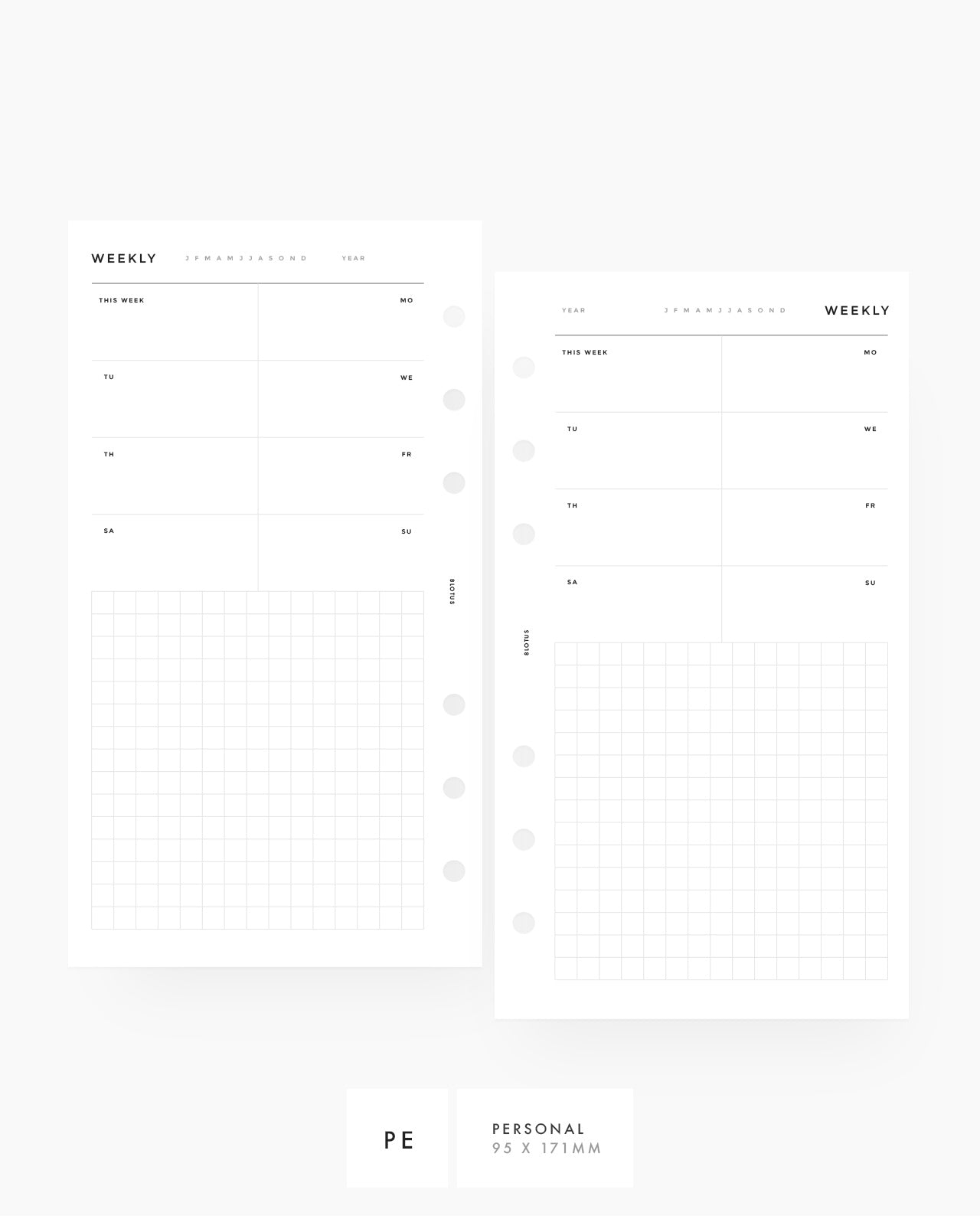 Weekly Overview with Grids Personal Printable Planner Inserts