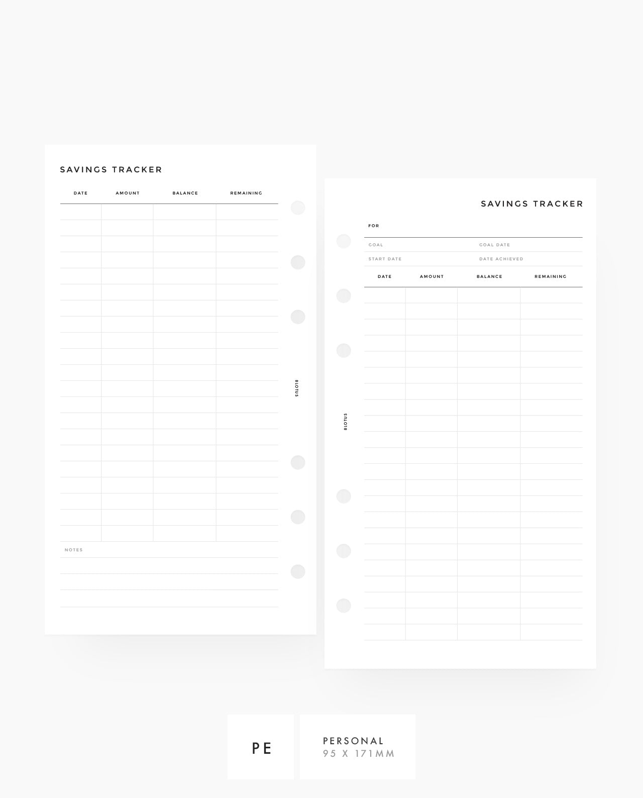 Savings Tracker Planner Printable Inserts Personal Size