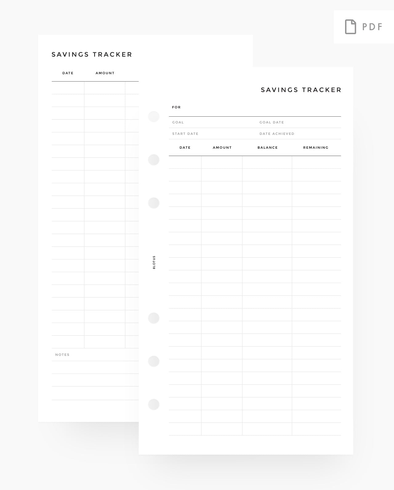 Savings Tracker Planner Printable Inserts