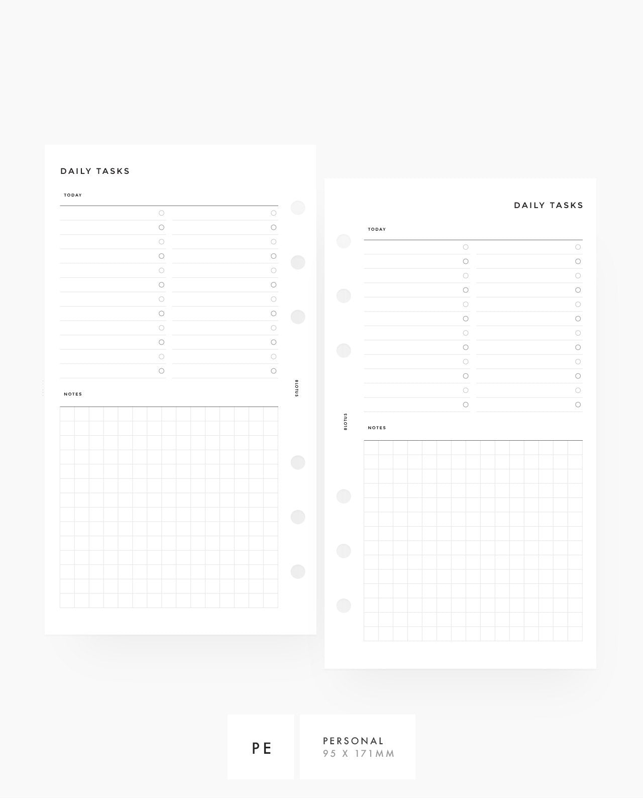 Personal Size Daily To Do's with Grid Notes Printable Planner Inserts