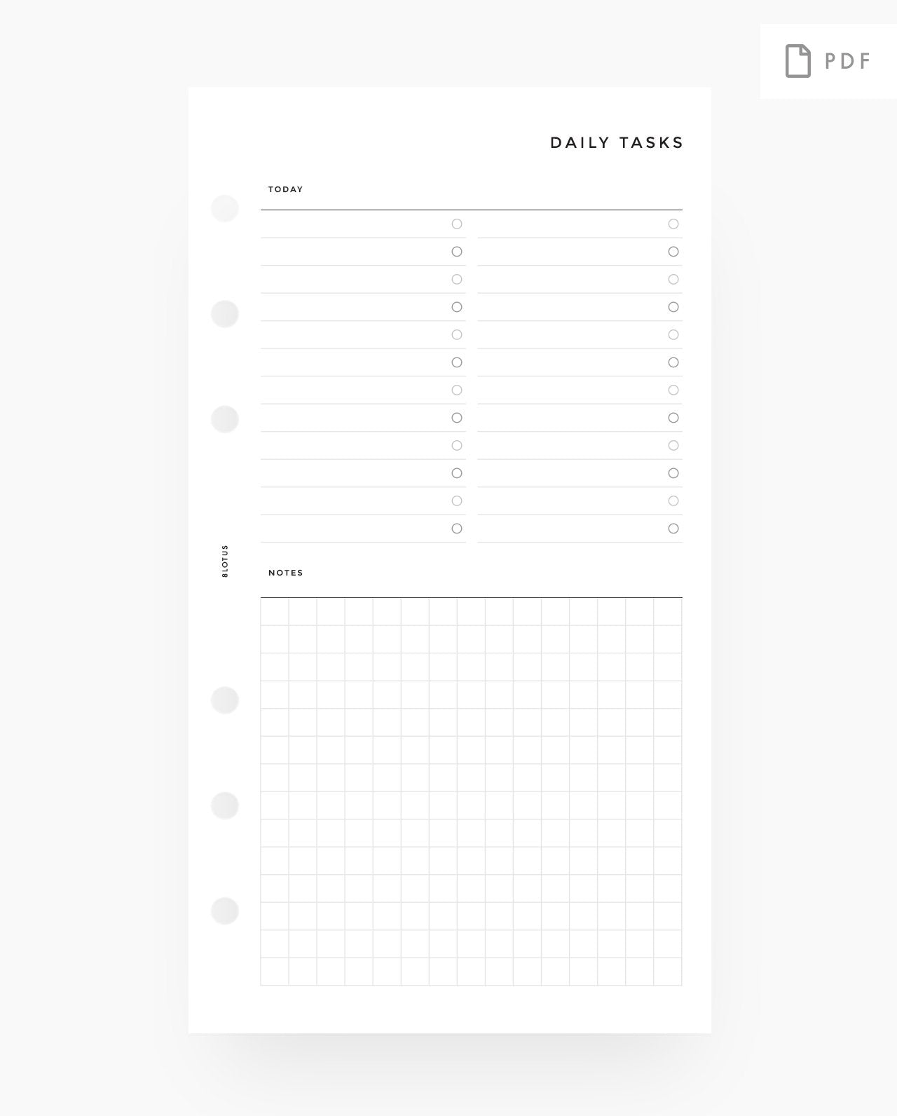 Daily To Do's with Grid Notes Printable Planner Inserts