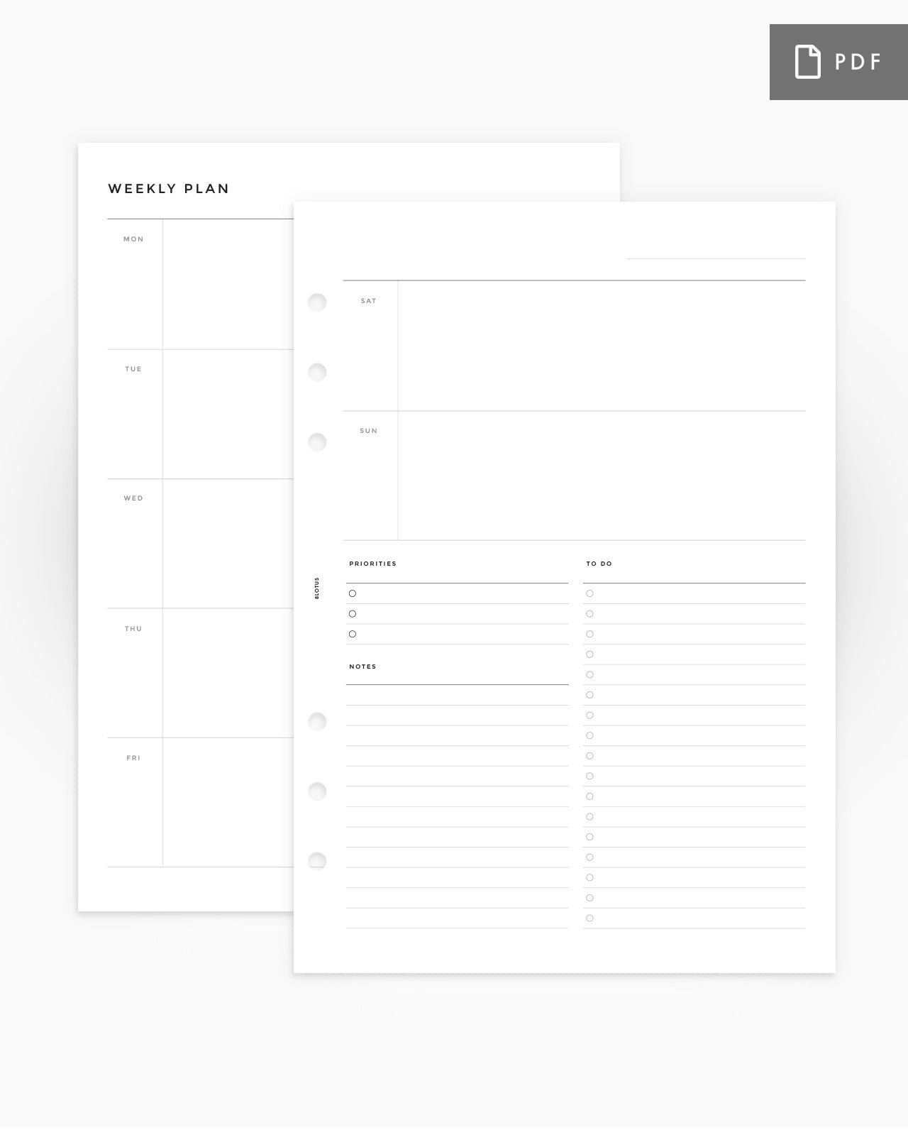 Weekly Horizontal List Notes PRINTABLE Inserts 8Lotus