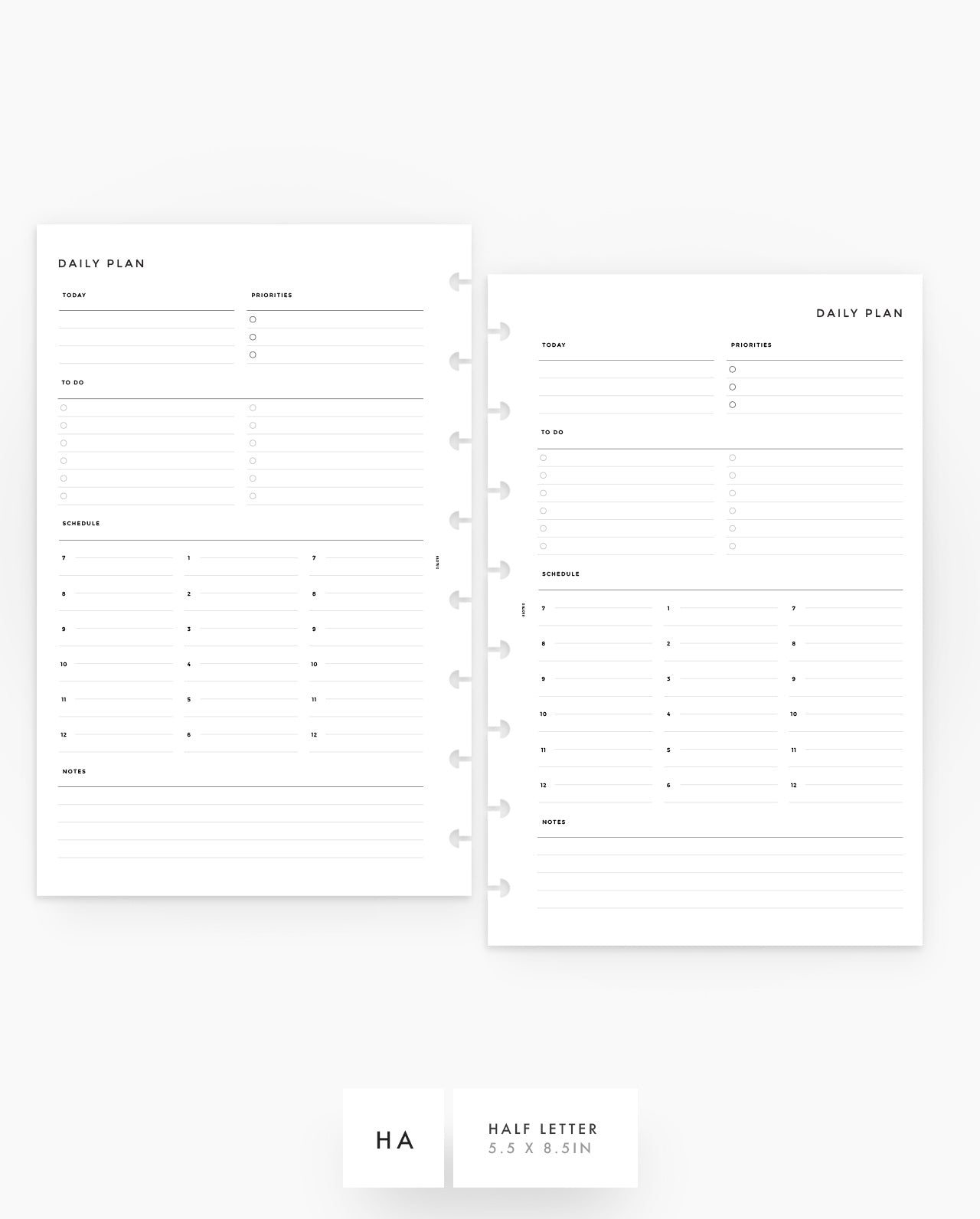 MN056 - Daily Half Hour Planner - Planner Inserts (SPECIAL ORDER)