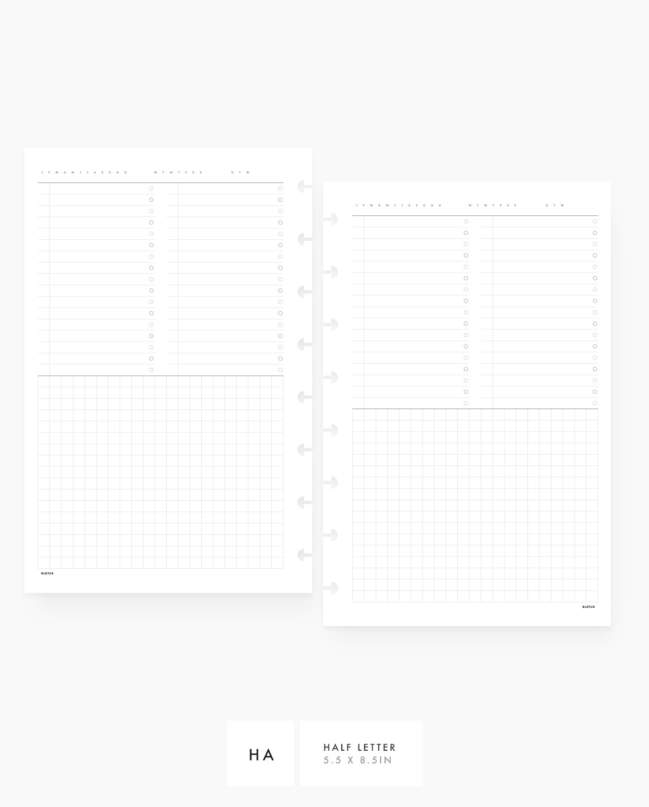 MN066 - List / Schedule & Grid - Date Marker - Planner Inserts (Special Order)