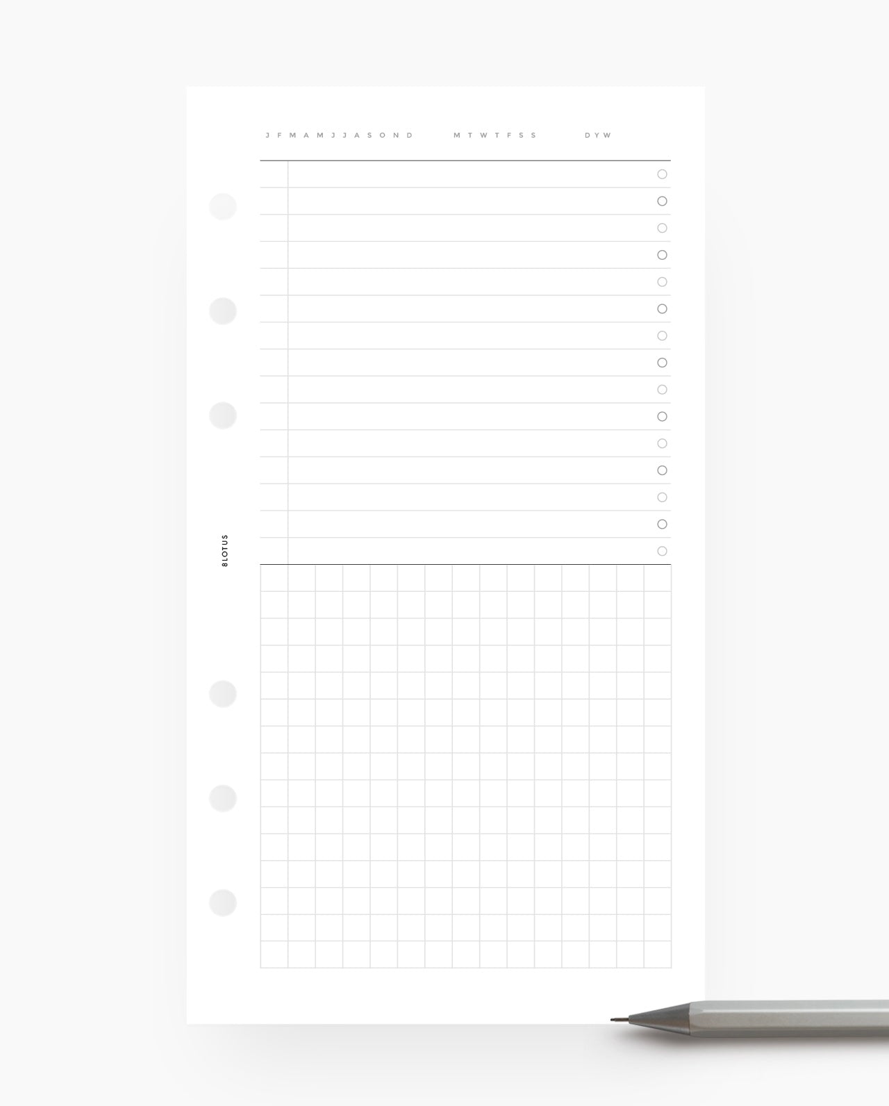 MN066 - List / Schedule & Grid - Date Marker - Planner Inserts (Special Order)