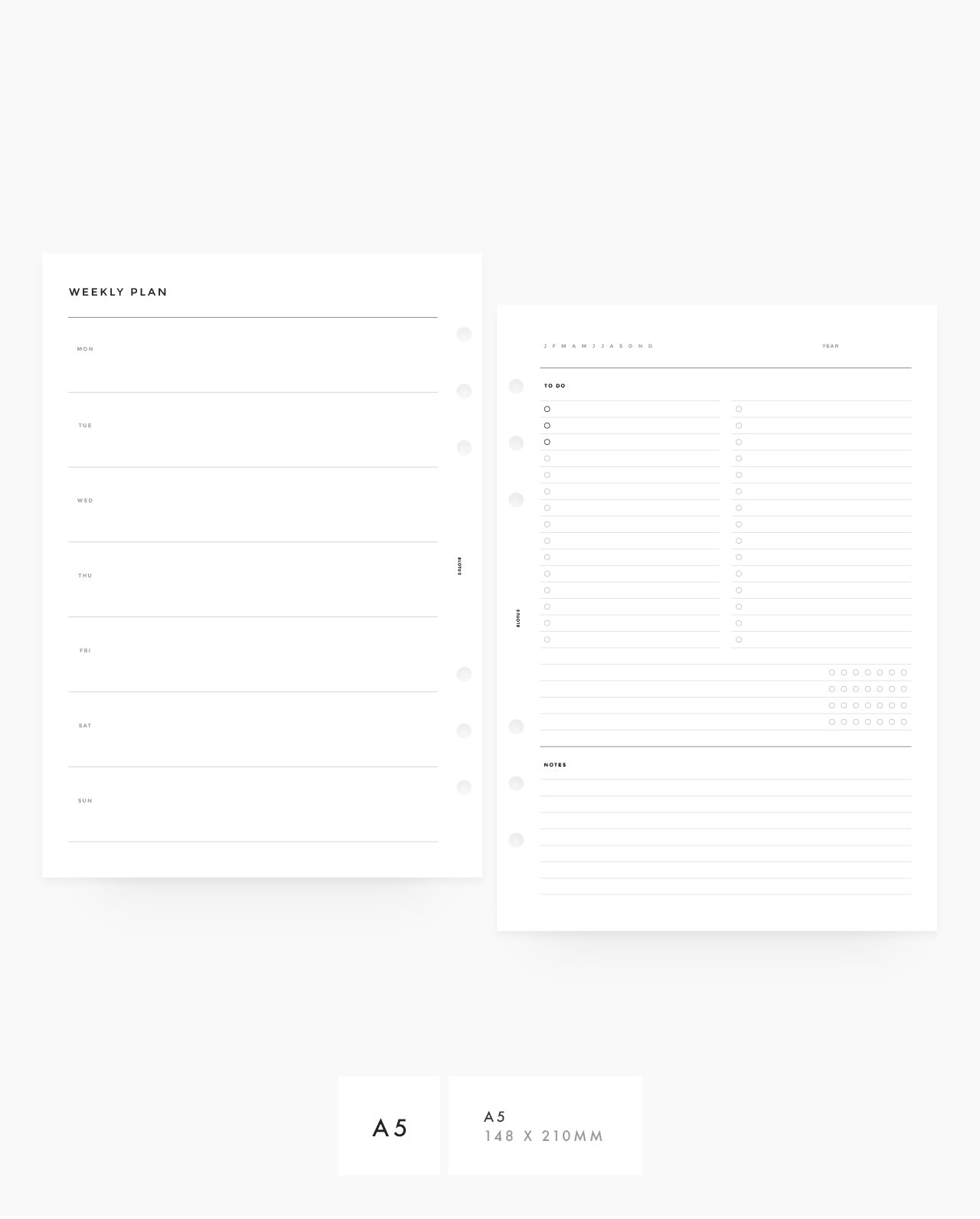 MN075 - WEEKLY HORIZONTAL LIST, TRACKER & NOTES - BLANK - PDF