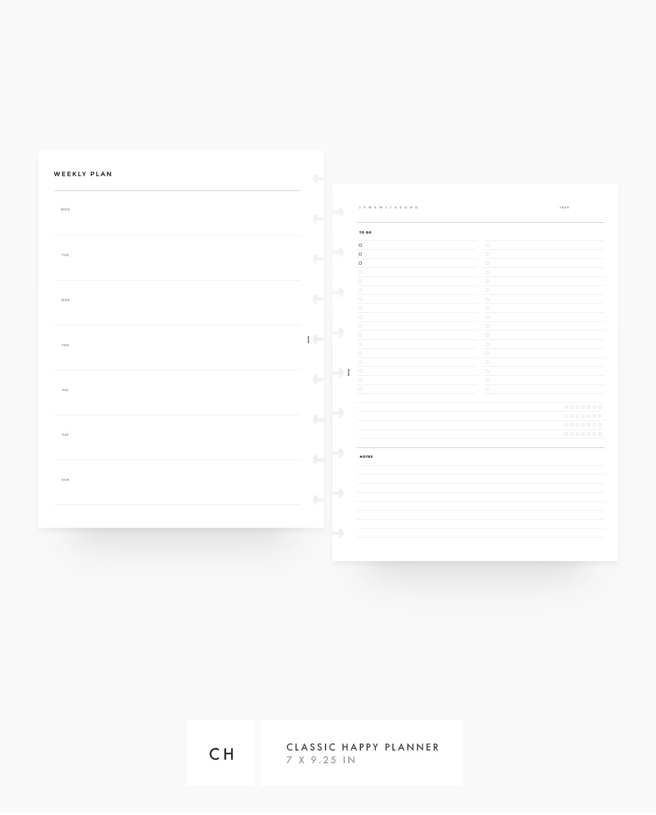 MN075 - Horizontal Weekly List & Habit Tracker Planner Inserts (Special Order)