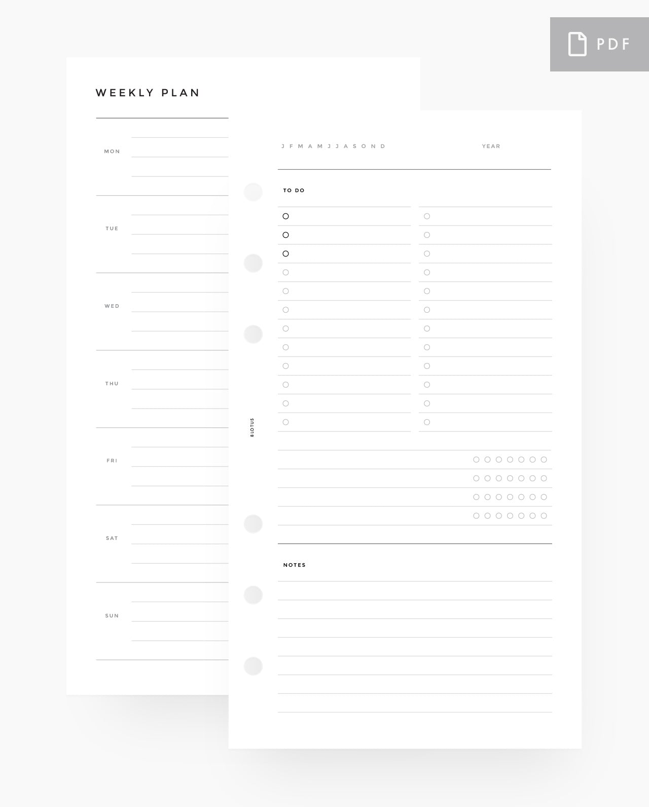 MN075 - WEEKLY HORIZONTAL LIST, TRACKER & NOTES - LINED - PDF