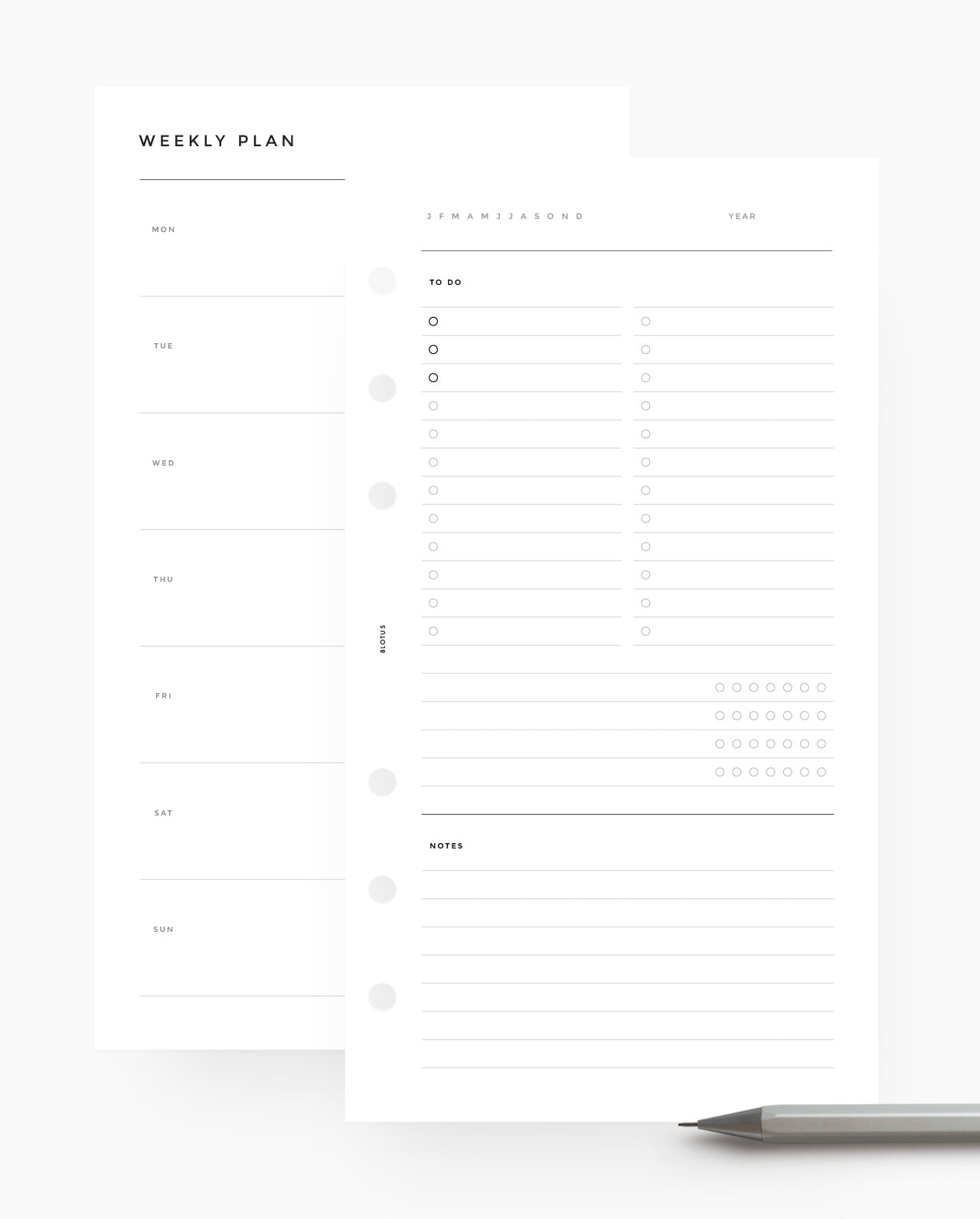 MN075 - Horizontal Weekly List & Habit Tracker Planner Inserts (Special Order)