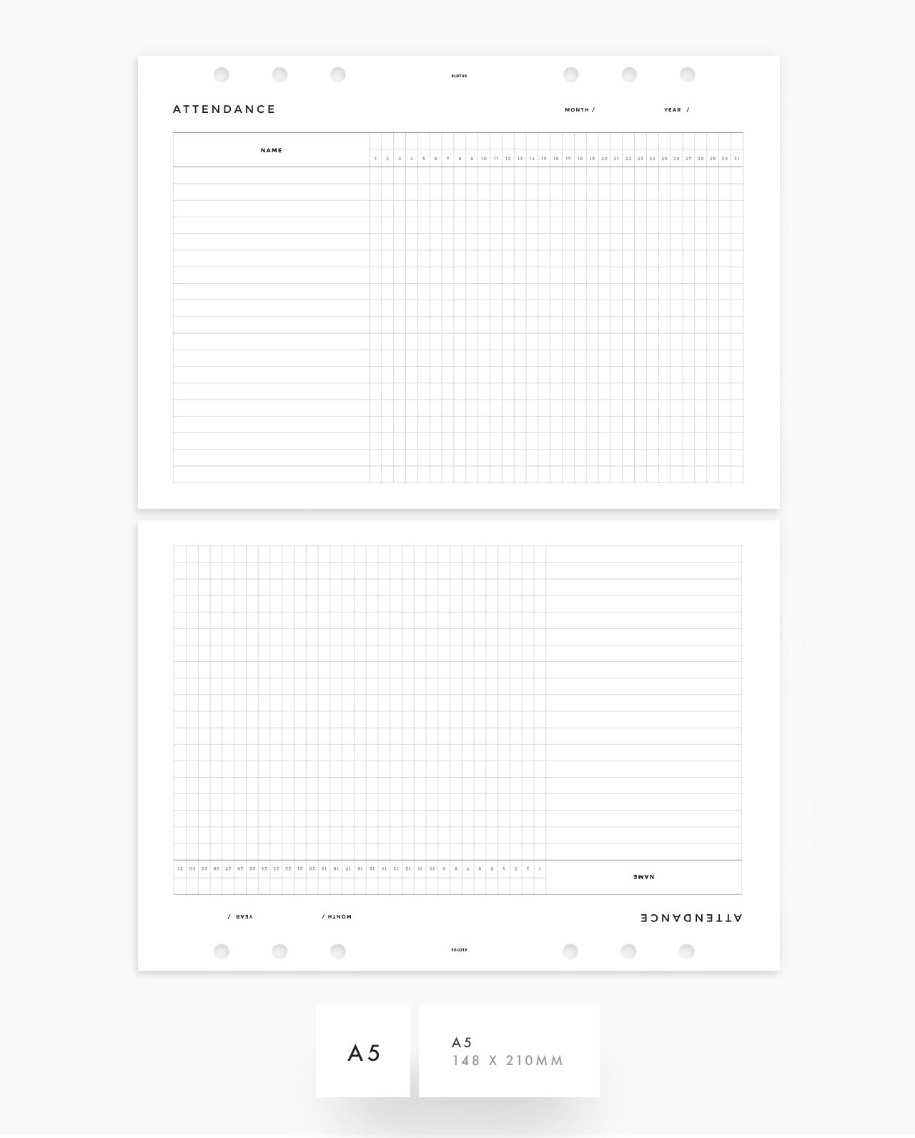 MN100 - Attendance Log - Planner Inserts (Special Order)