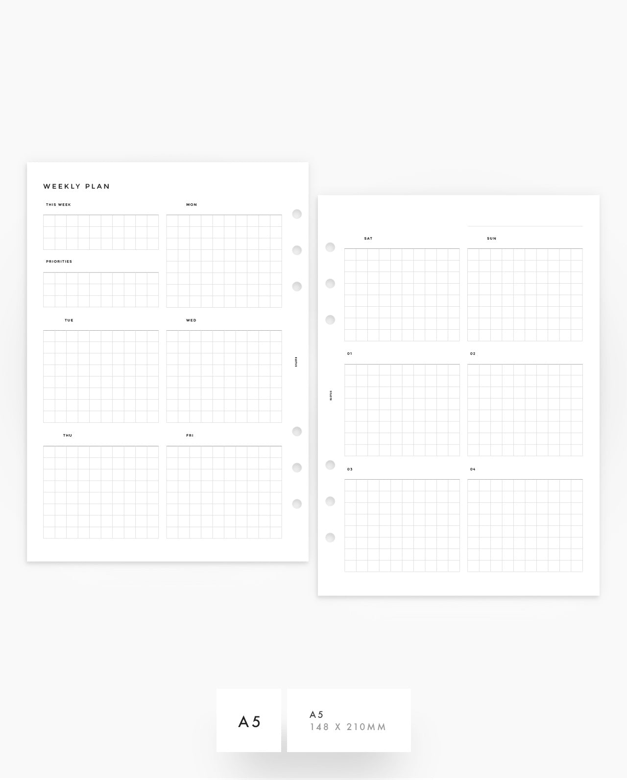 MN116 - Weekly Custom Grid Planner Inserts (Special Order)