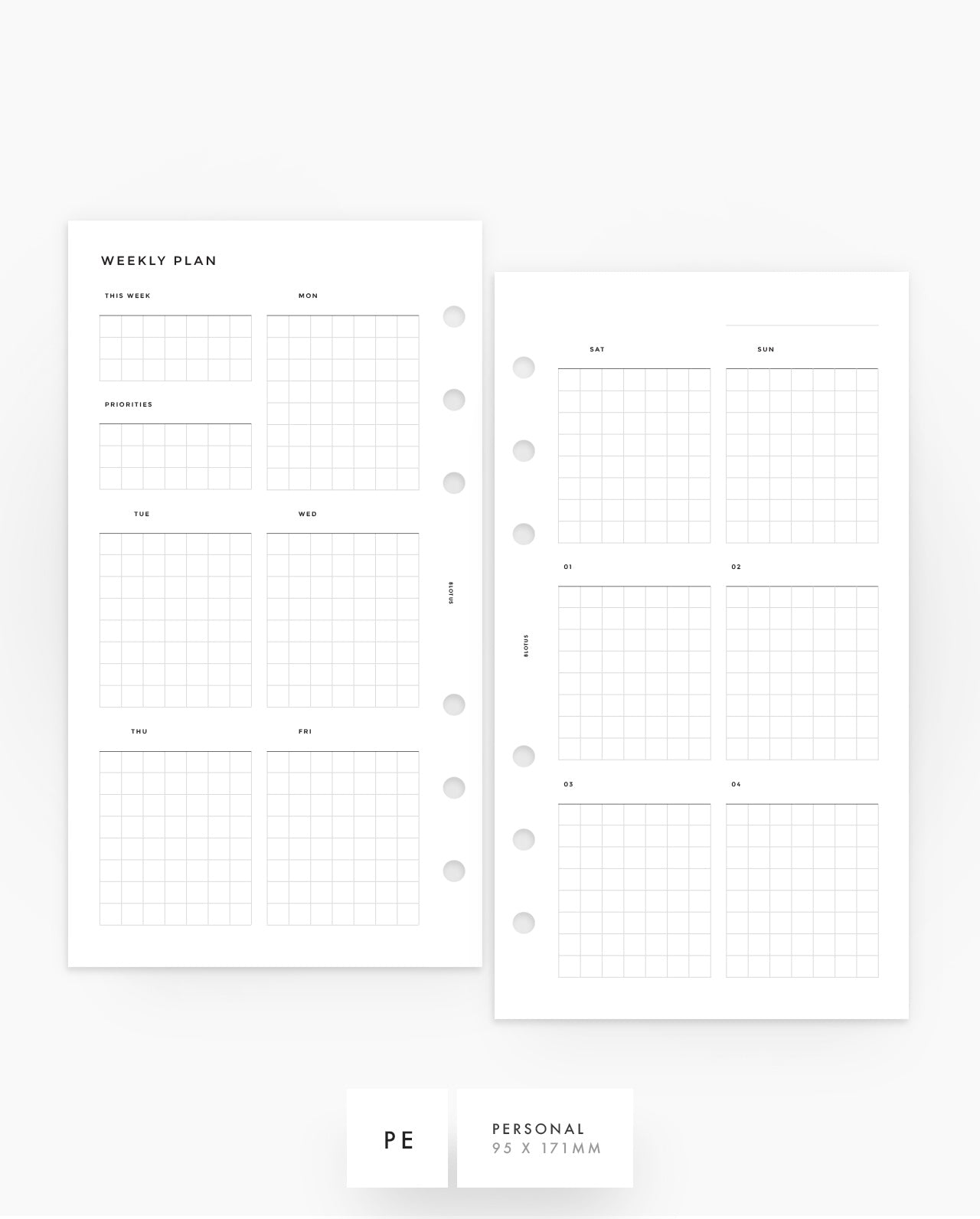 MN116 - Weekly Custom Grid Planner Inserts (Special Order)