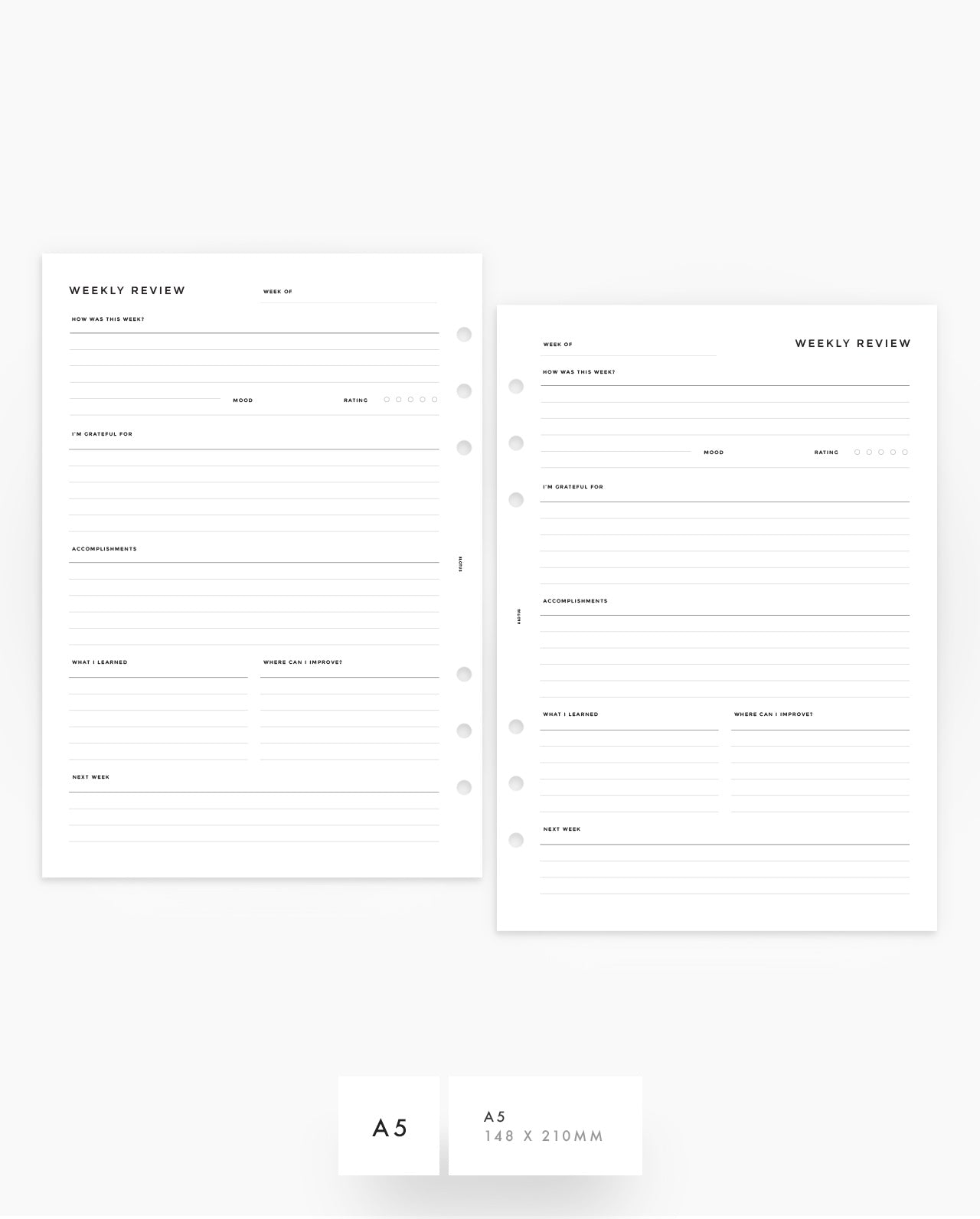 MN120 - Weekly Review Planner Inserts (Special Order)