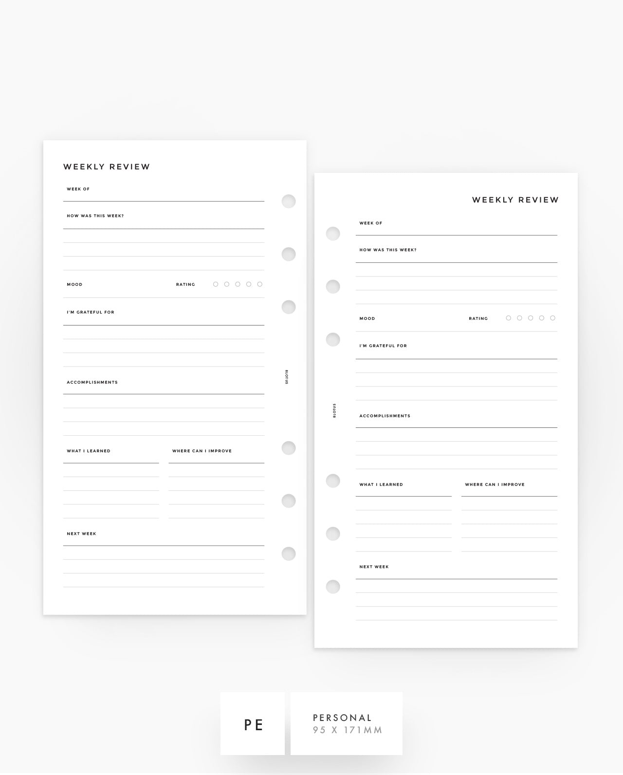 MN120 - Weekly Review Planner Inserts (Special Order)