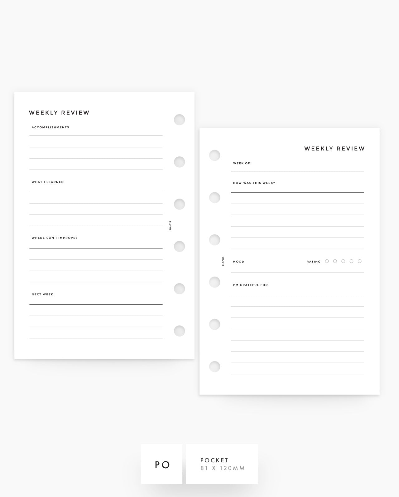MN120 - Weekly Review Planner Inserts (Special Order)