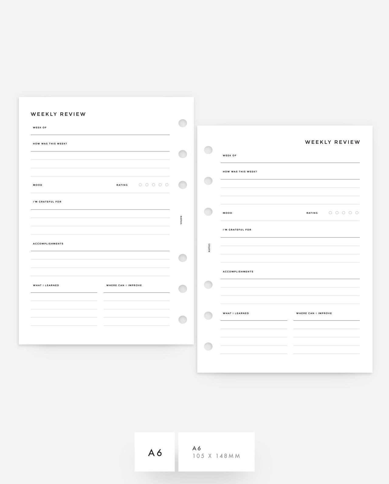 MN120 - Weekly Review Planner Inserts (Special Order)
