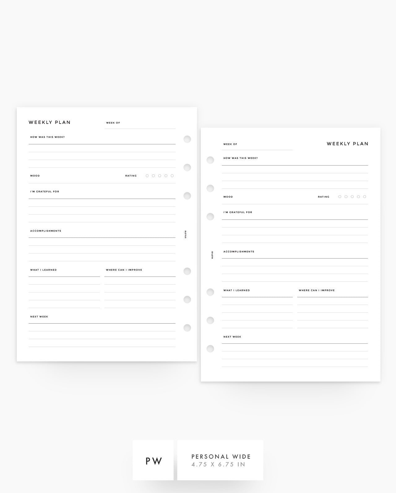 MN120 - Weekly Review Planner Inserts (Special Order)