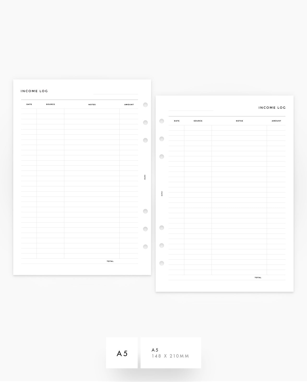 MN144 - Income Log Planner Inserts (Special Order)