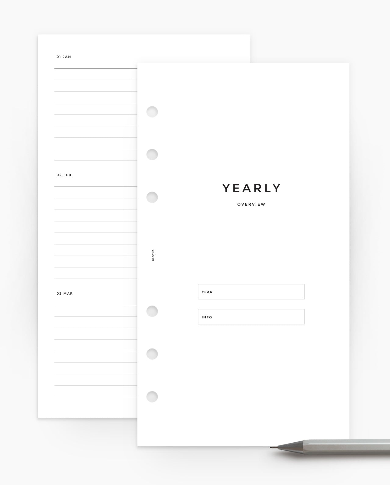 Yearly Overview Planner Inserts 8LOTUS