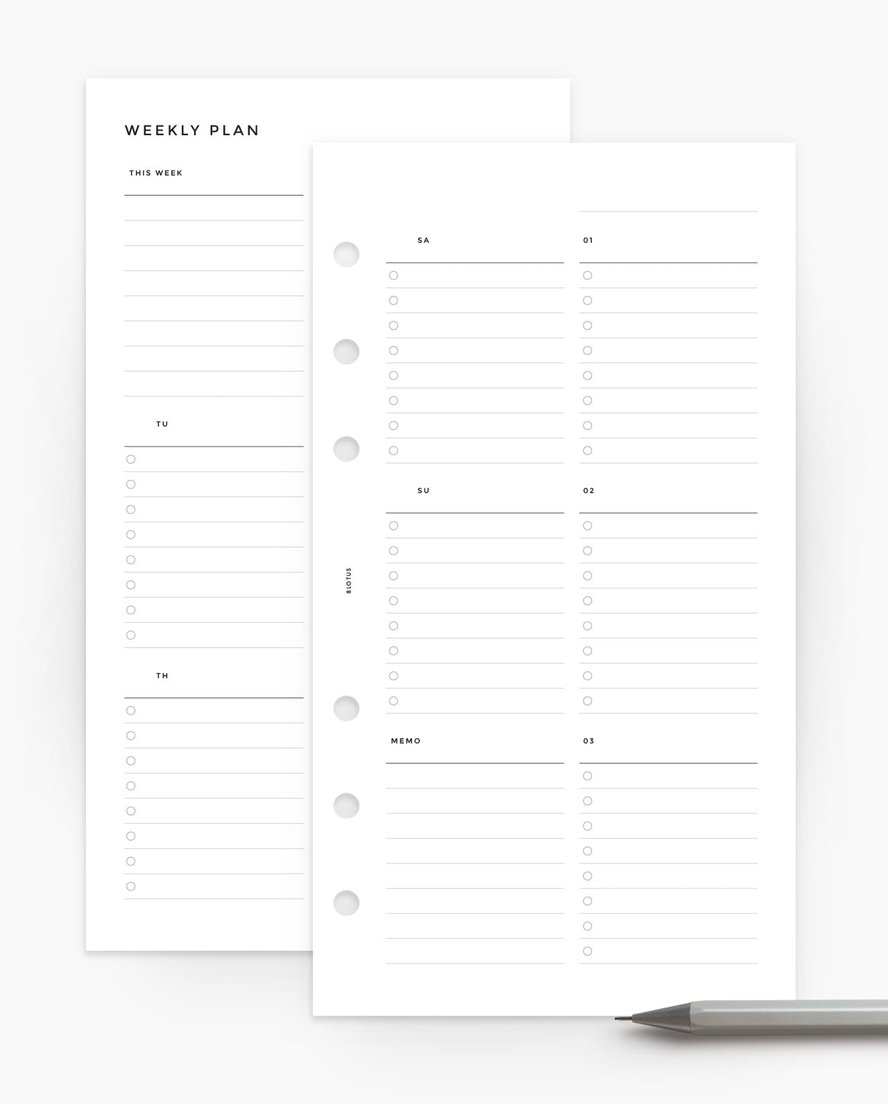 MN141 - WEEKLY CHECKLIST Planner Inserts (Special Order)