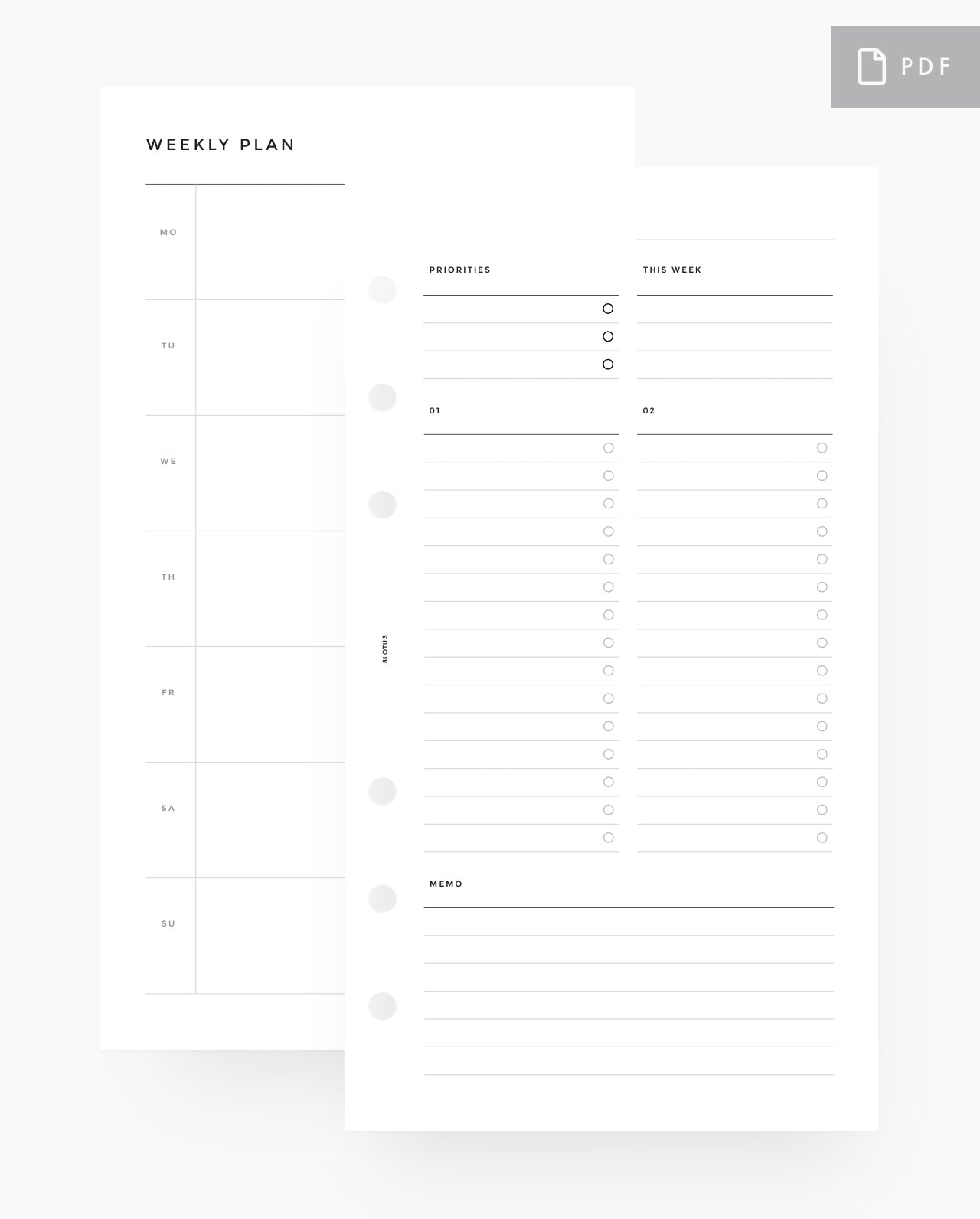 MN024 - WEEKLY HORIZONTAL, Custom Lists - BLANK - PDF