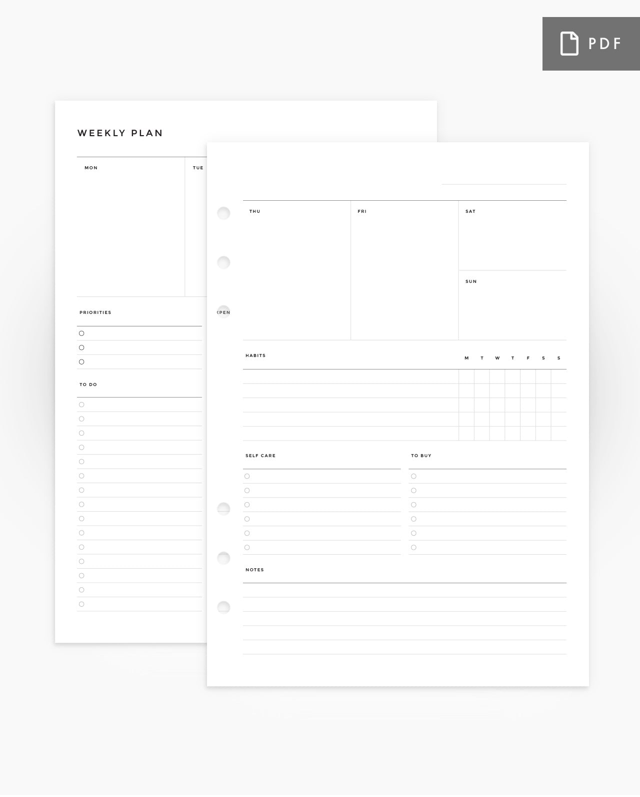 Minimalist Weekly Vertical Planner Inserts - 8Lotus