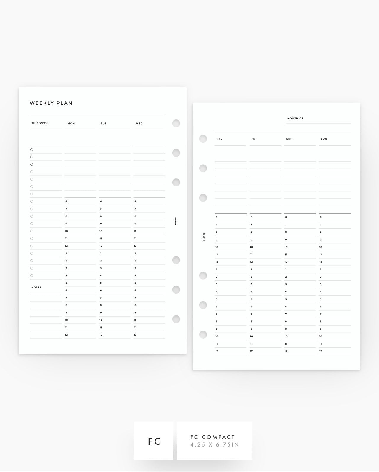 MN205 - Weekly Vertical Hourly Planner Inserts - PDF